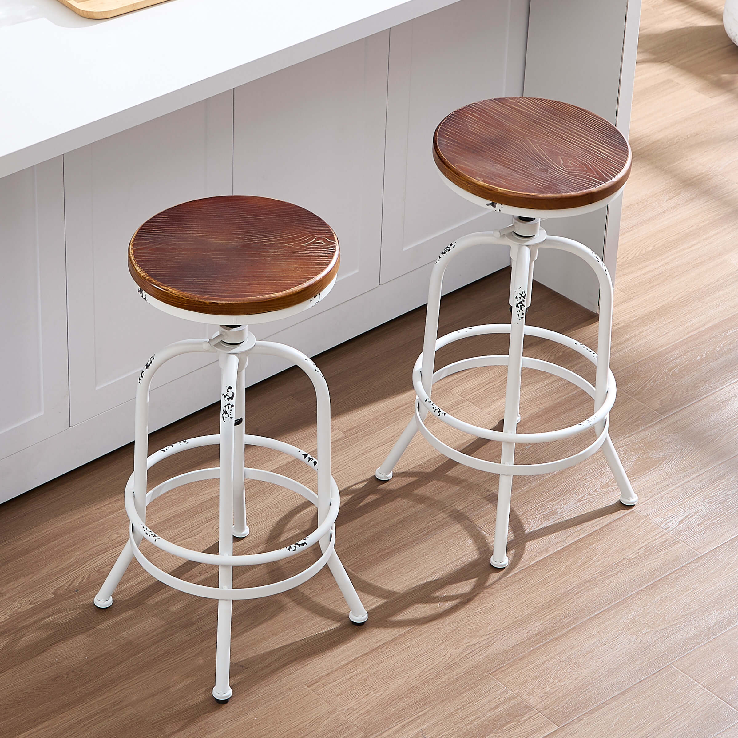 CIMOTA Industrial 26"-32" H Adjustable Backless Bar Stools Set of 2 - XX551AB