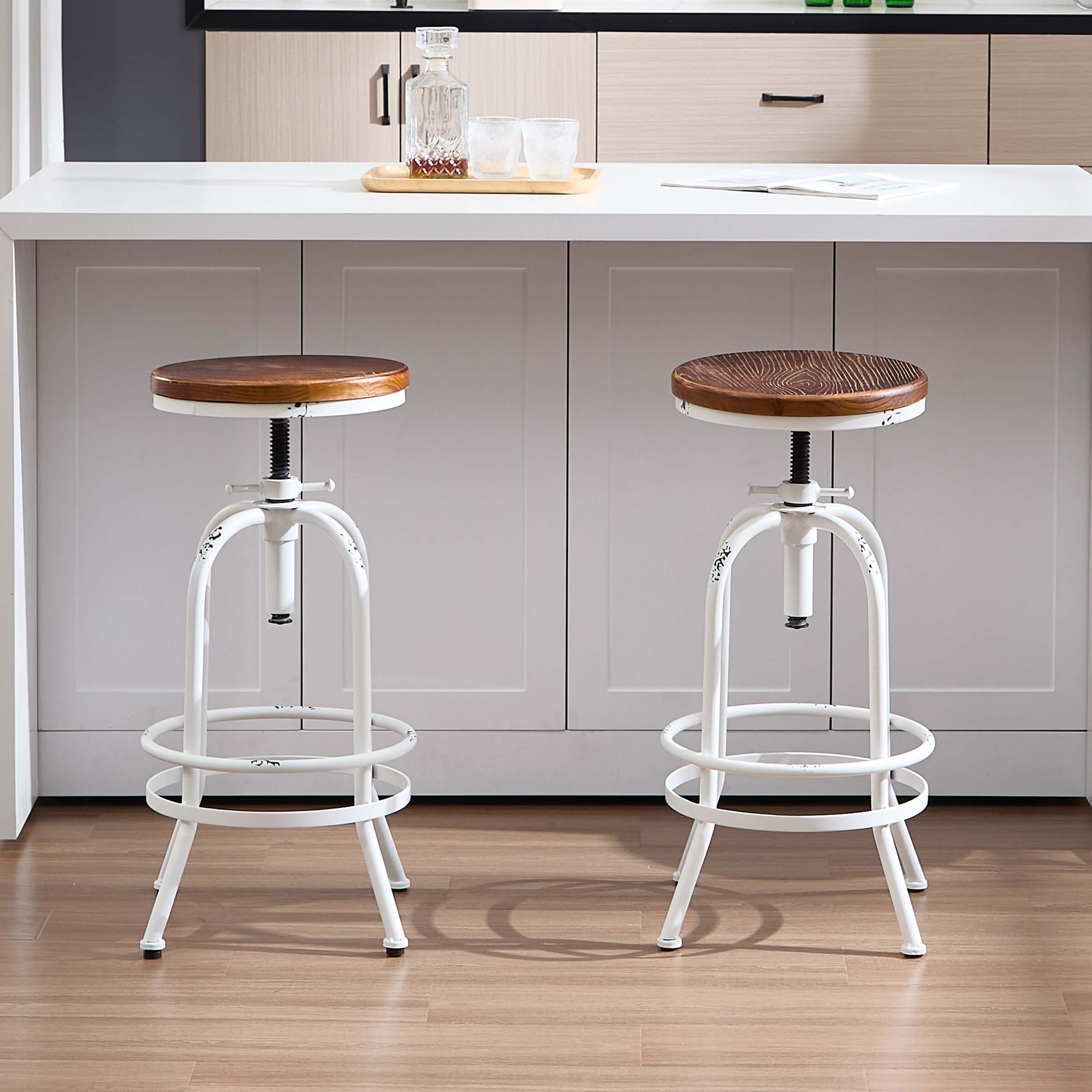 CIMOTA Industrial 26"-32" H Adjustable Backless Bar Stools Set of 2 - XX551AB