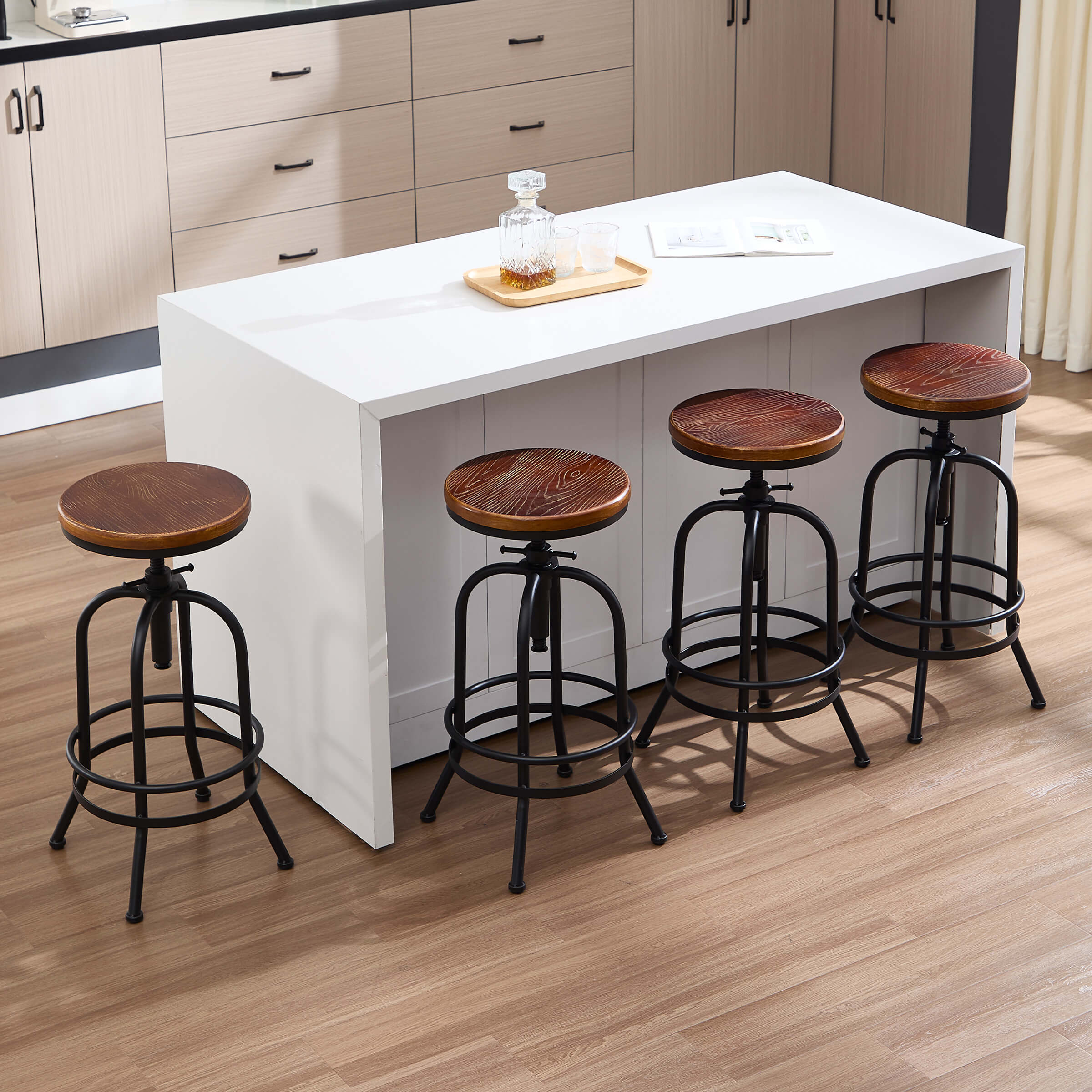 CIMOTA Industrial 26"-32" H Adjustable Backless Bar Stools Set of 2 - XX551AB