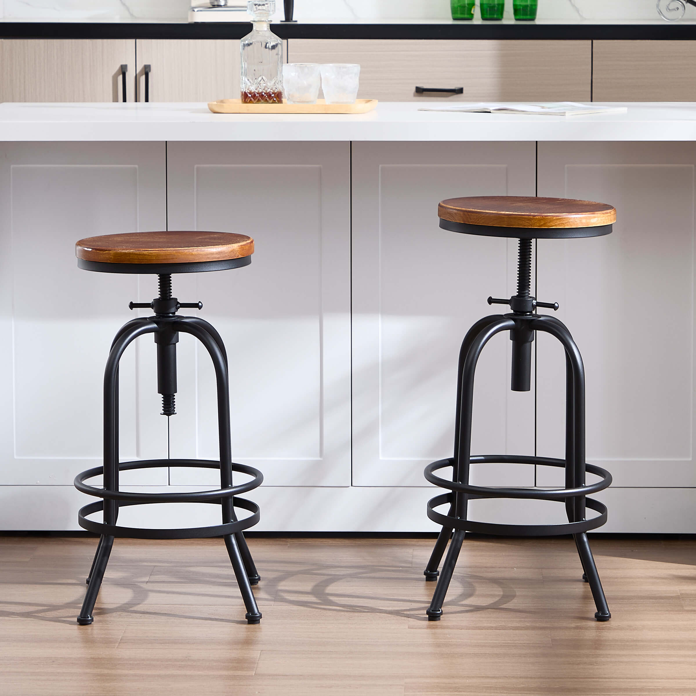 CIMOTA Industrial 26"-32" H Adjustable Backless Bar Stools Set of 2 - XX551AB