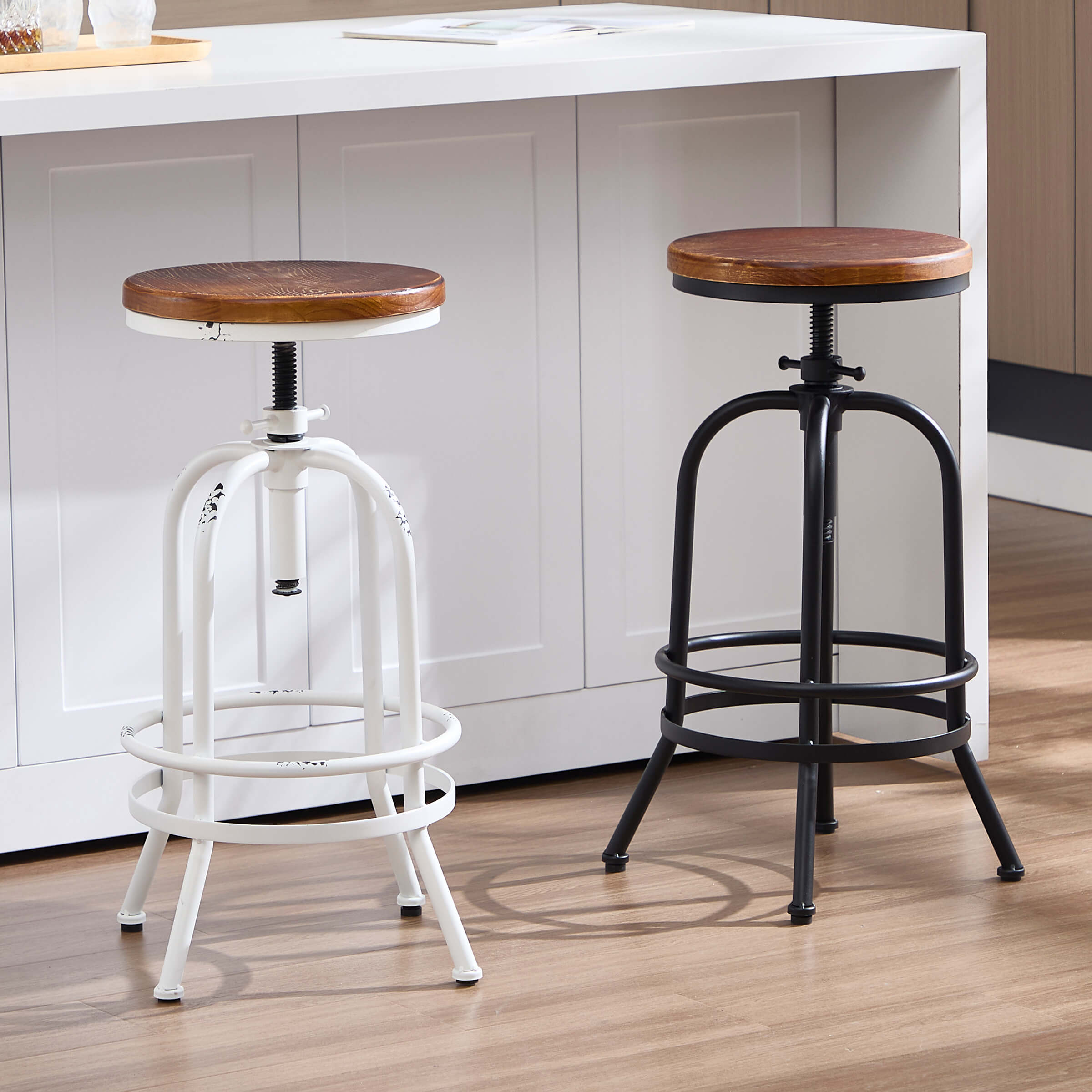 CIMOTA Industrial 26"-32" H Adjustable Backless Bar Stools Set of 2 - XX551AB