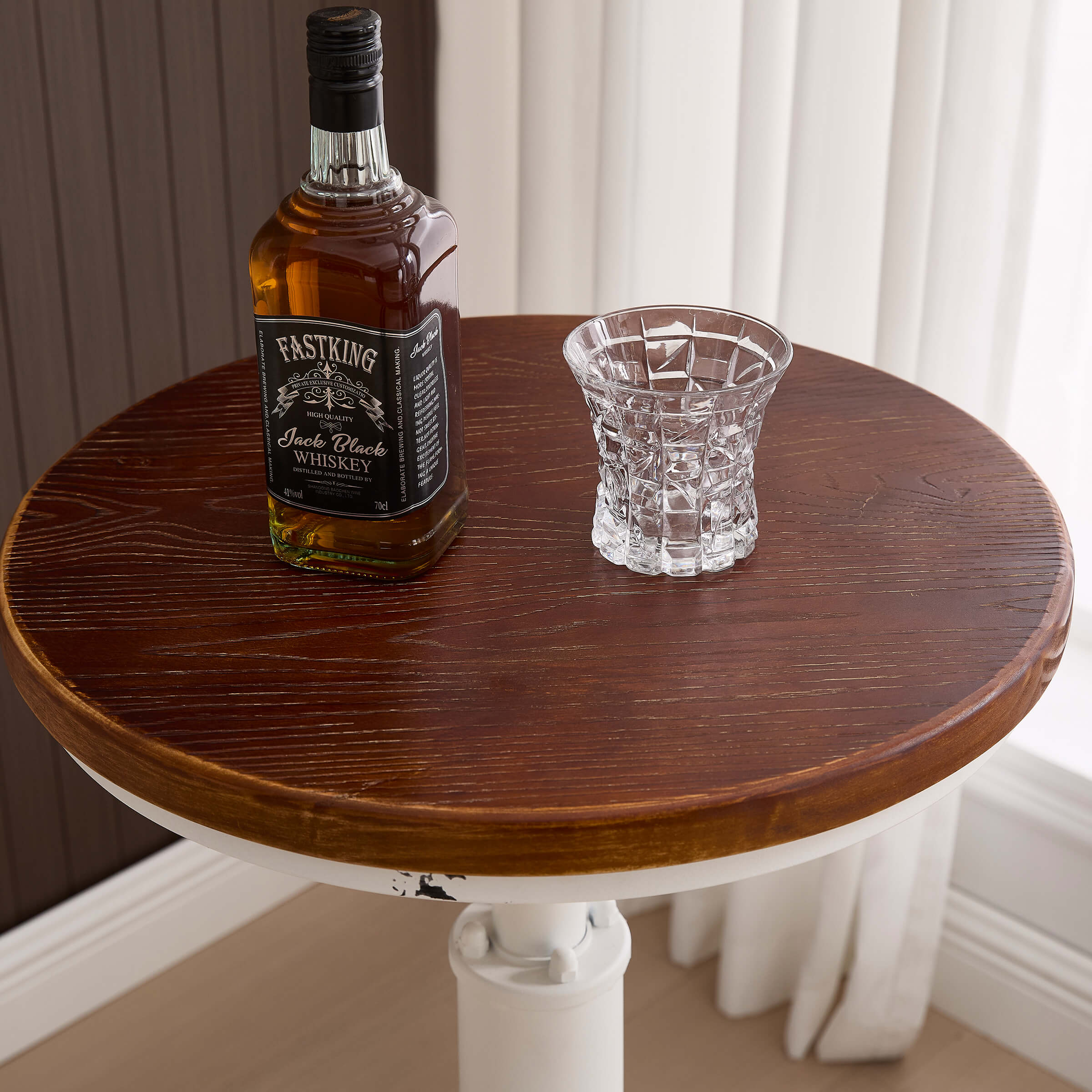 CIMOTA Vintage Industrial Adjustable Hydrant Base Wood Top Bar Table - XX112BT