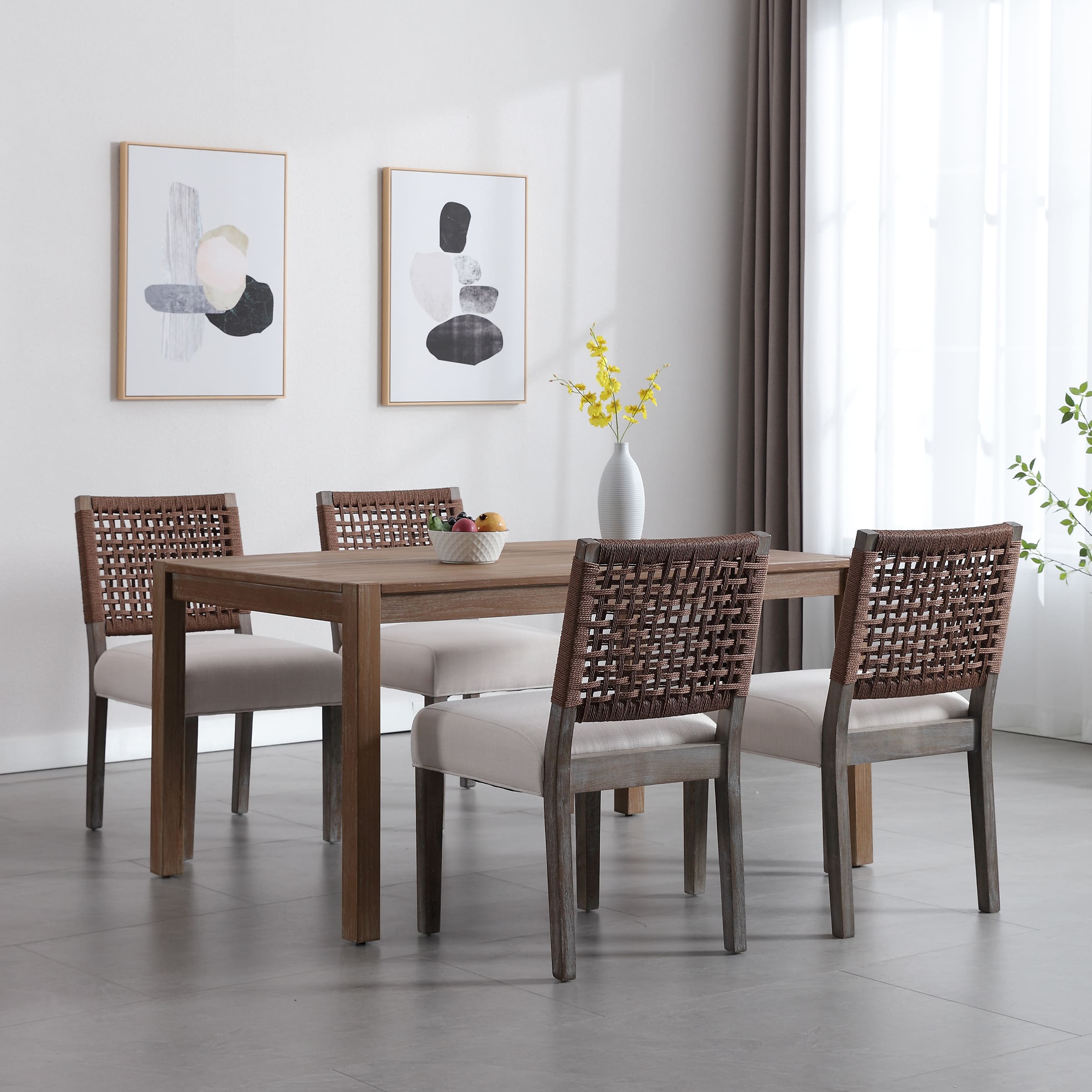 Kmax Low Woven Rope Back Dining Chairs Set of 2 - 2227DC