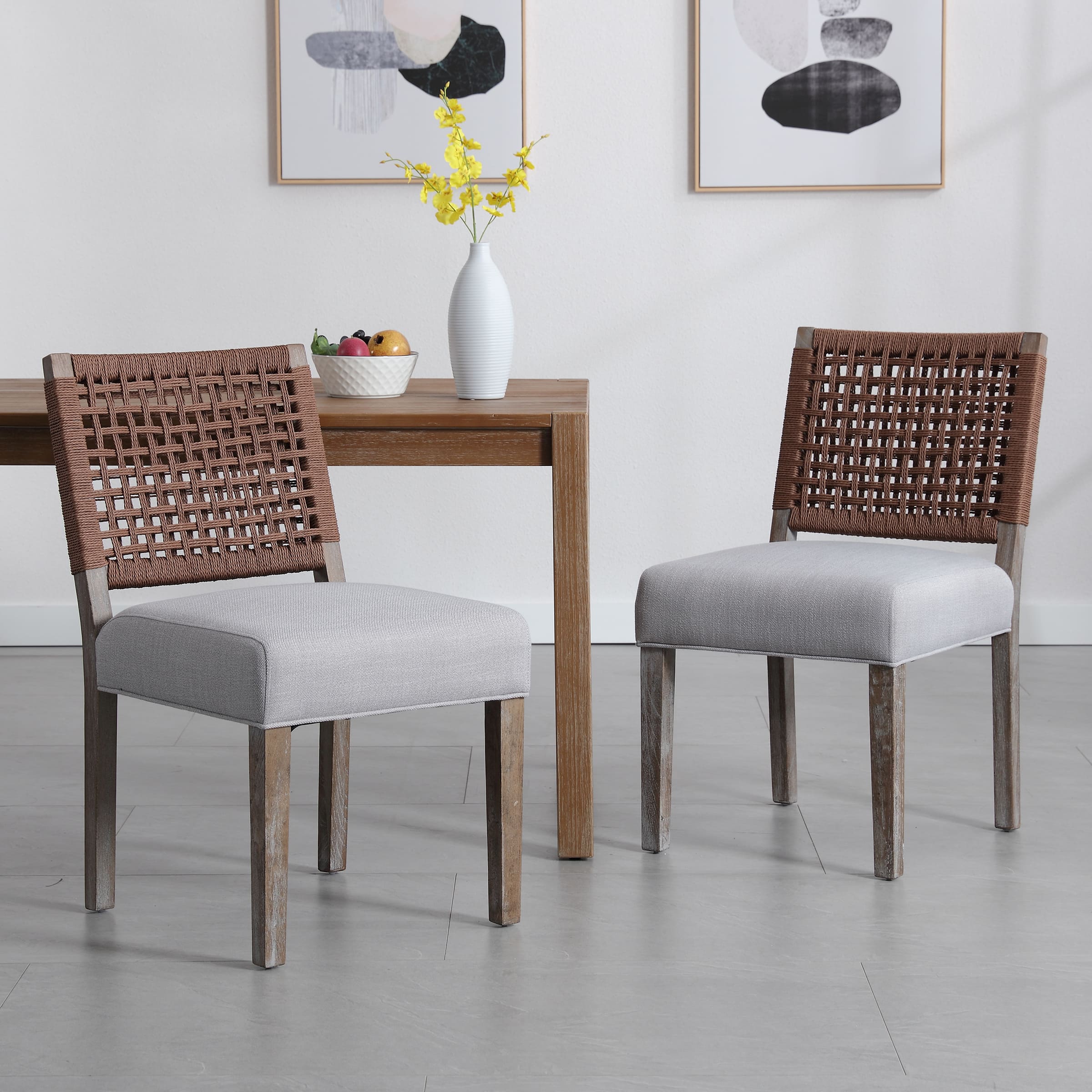 Kmax Low Woven Rope Back Dining Chairs Set of 2 - 2227DC