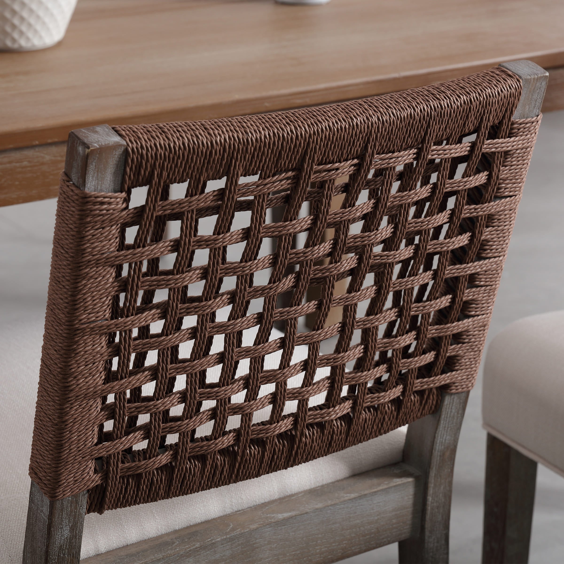 Kmax Low Woven Rope Back Dining Chairs Set of 2 - 2227DC