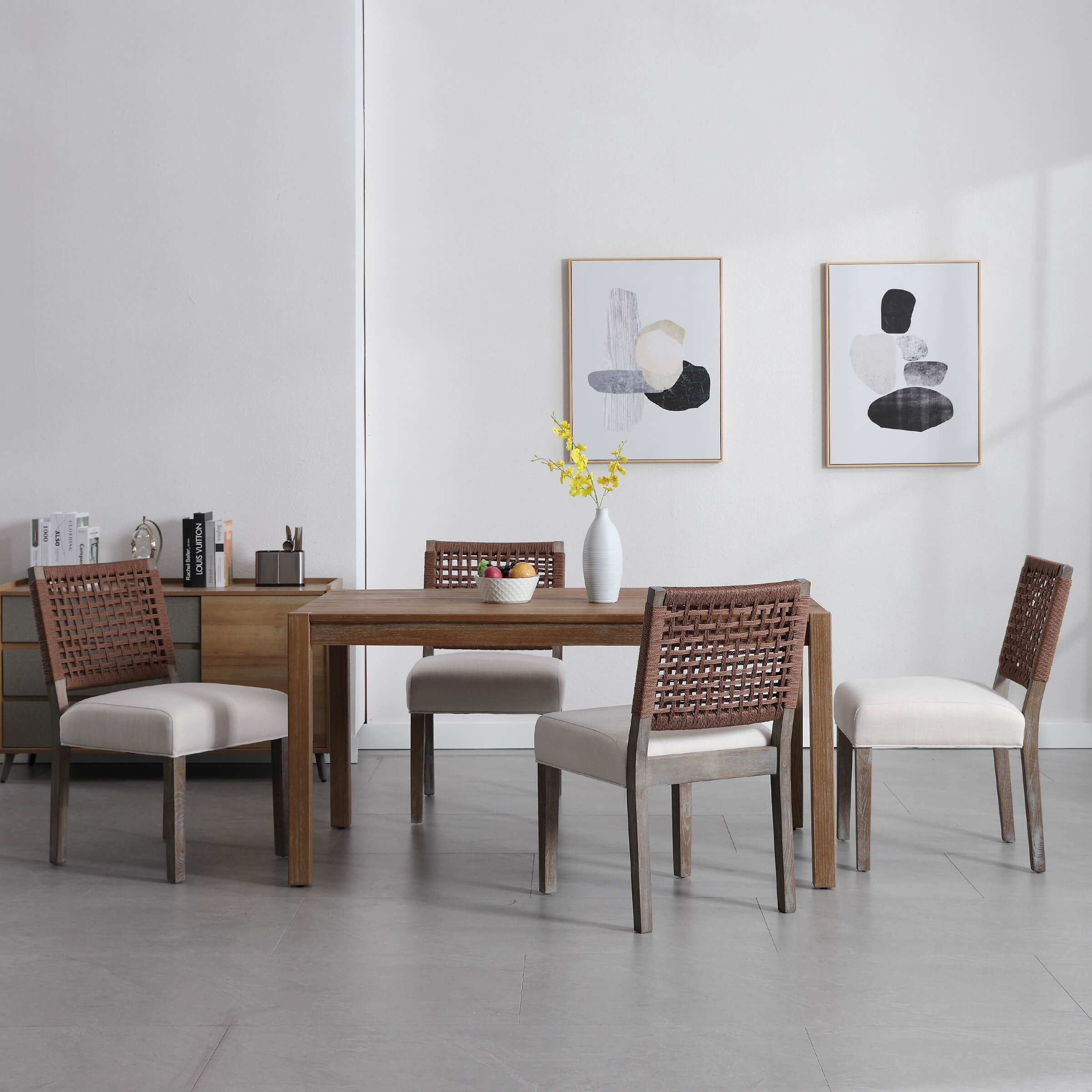 Kmax Low Woven Rope Back Dining Chairs Set of 2 - 2227DC