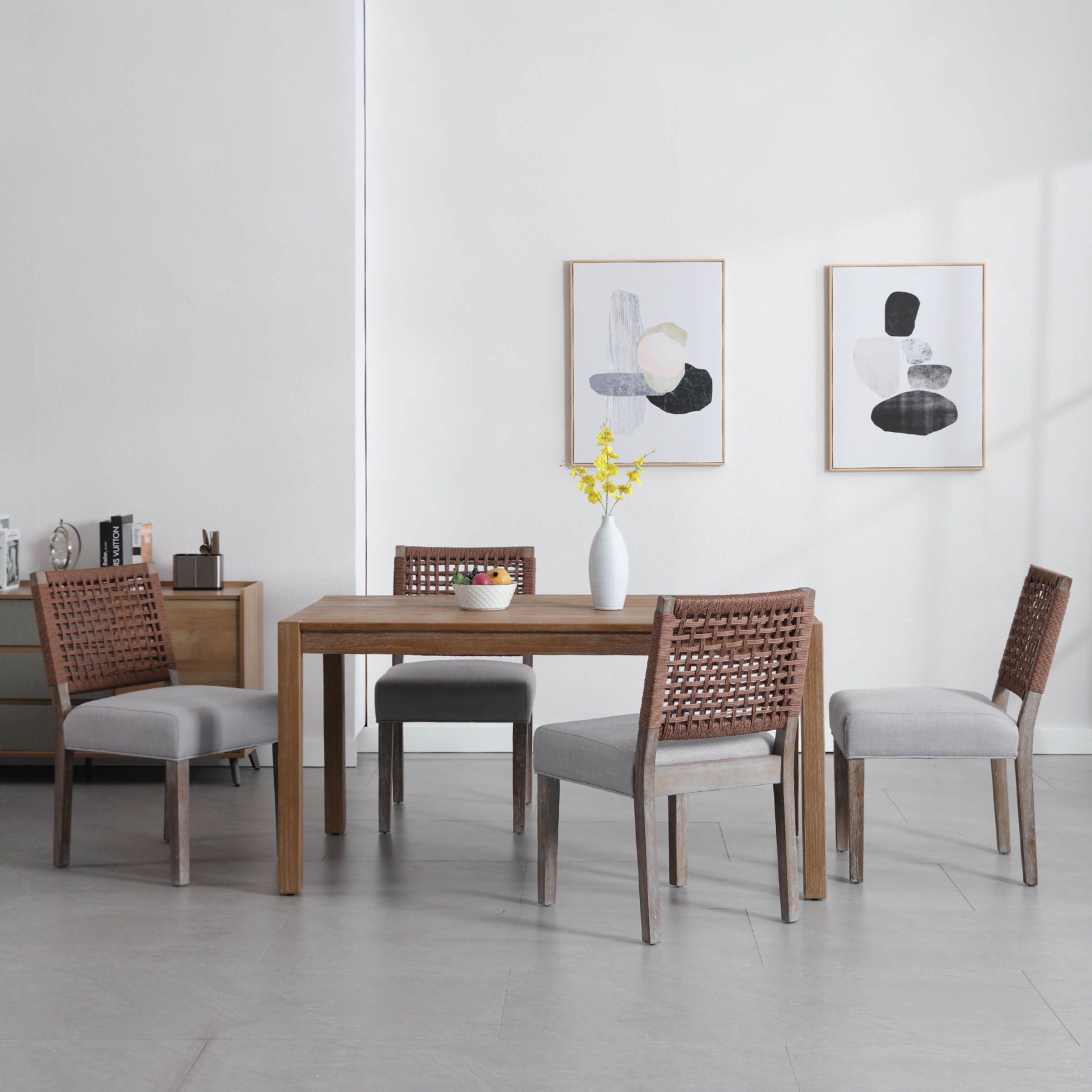 Kmax Low Woven Rope Back Dining Chairs Set of 2 - 2227DC