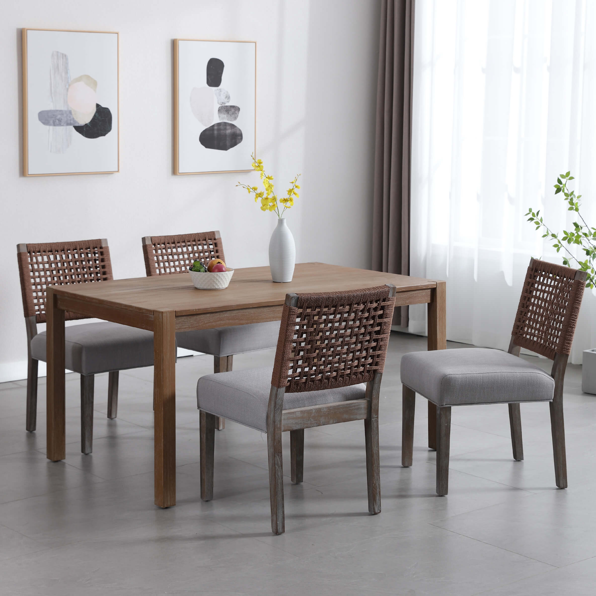 Kmax Low Woven Rope Back Dining Chairs Set of 2 - 2227DC