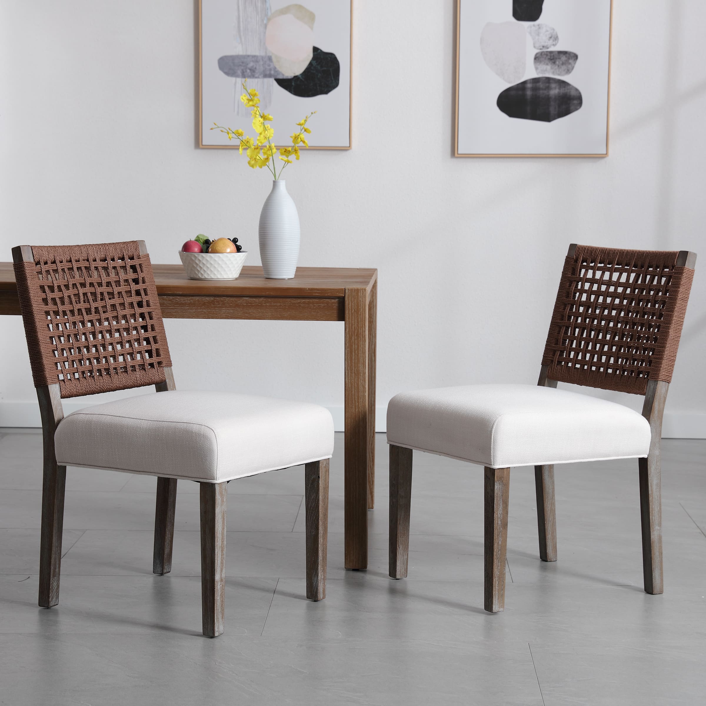Kmax Low Woven Rope Back Dining Chairs Set of 2 - 2227DC