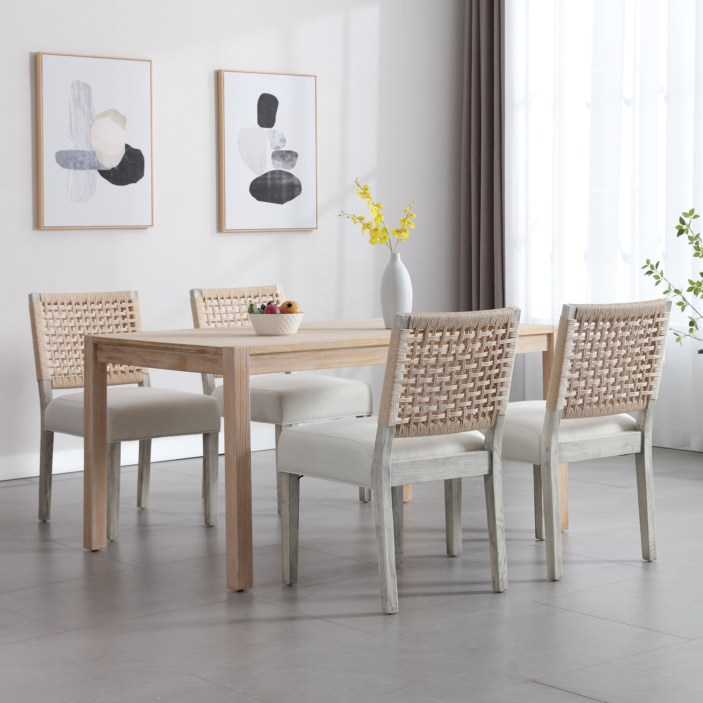 Kmax Low Woven Rope Back Dining Chairs Set of 2 - 2227DC