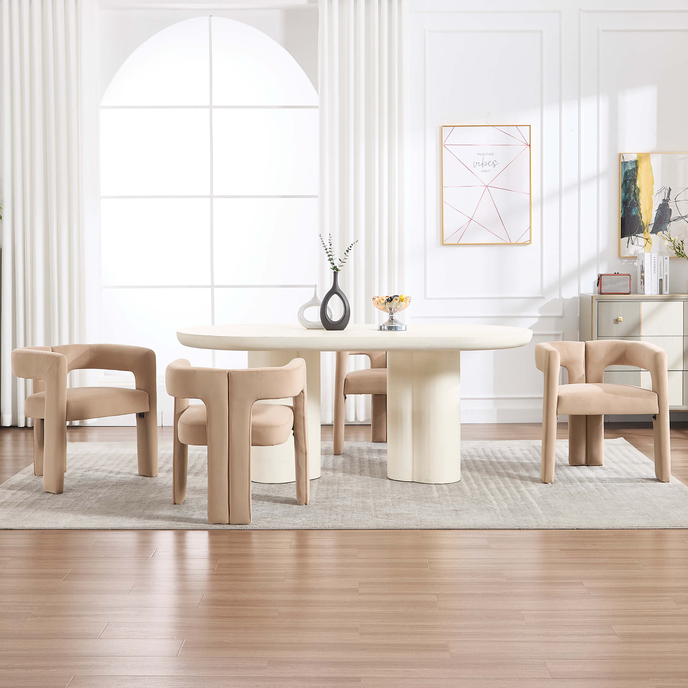 VESCASA Modern Barrel Dining Chairs Set of 2 - 32003DC