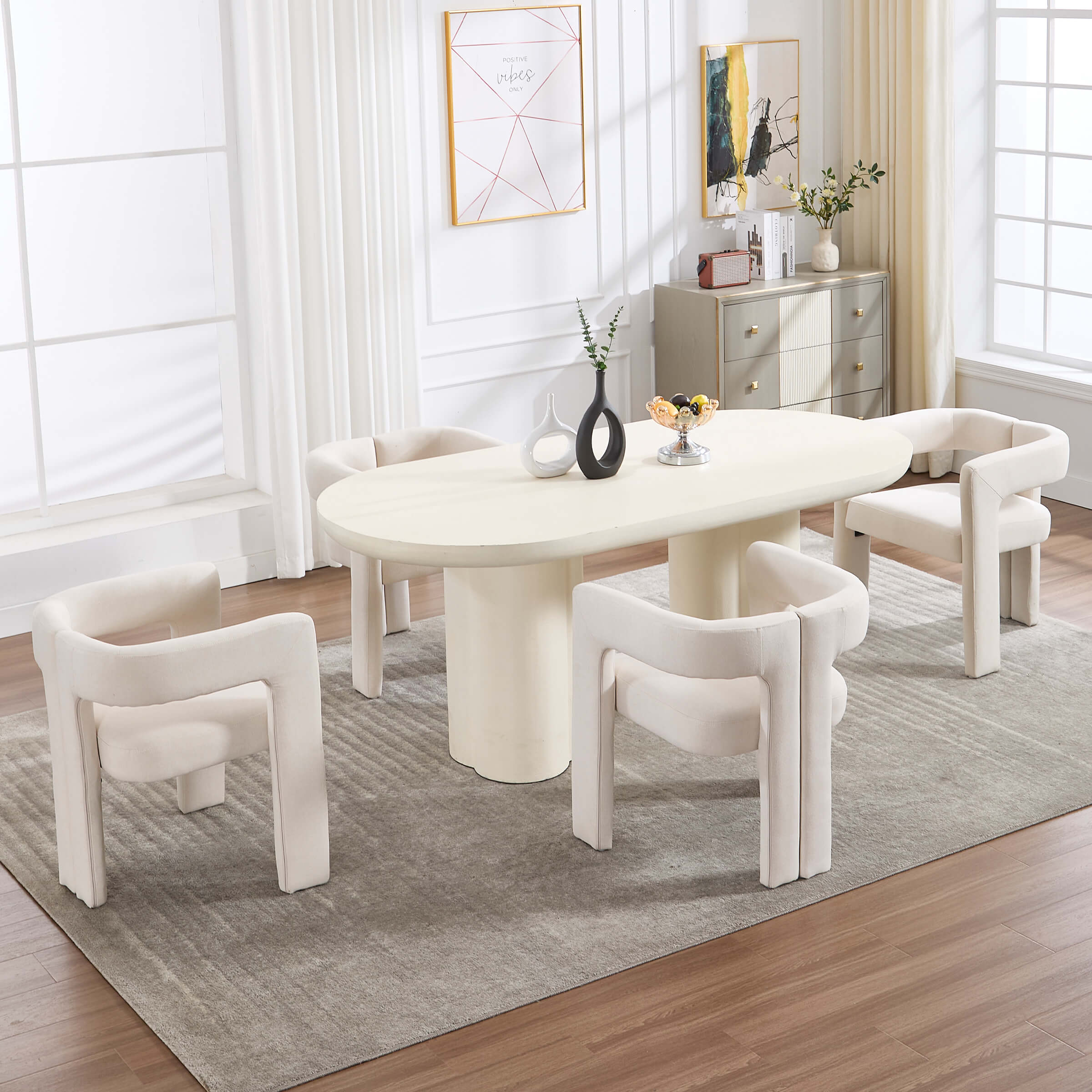 VESCASA Modern Barrel Dining Chairs Set of 2 - 32003DC