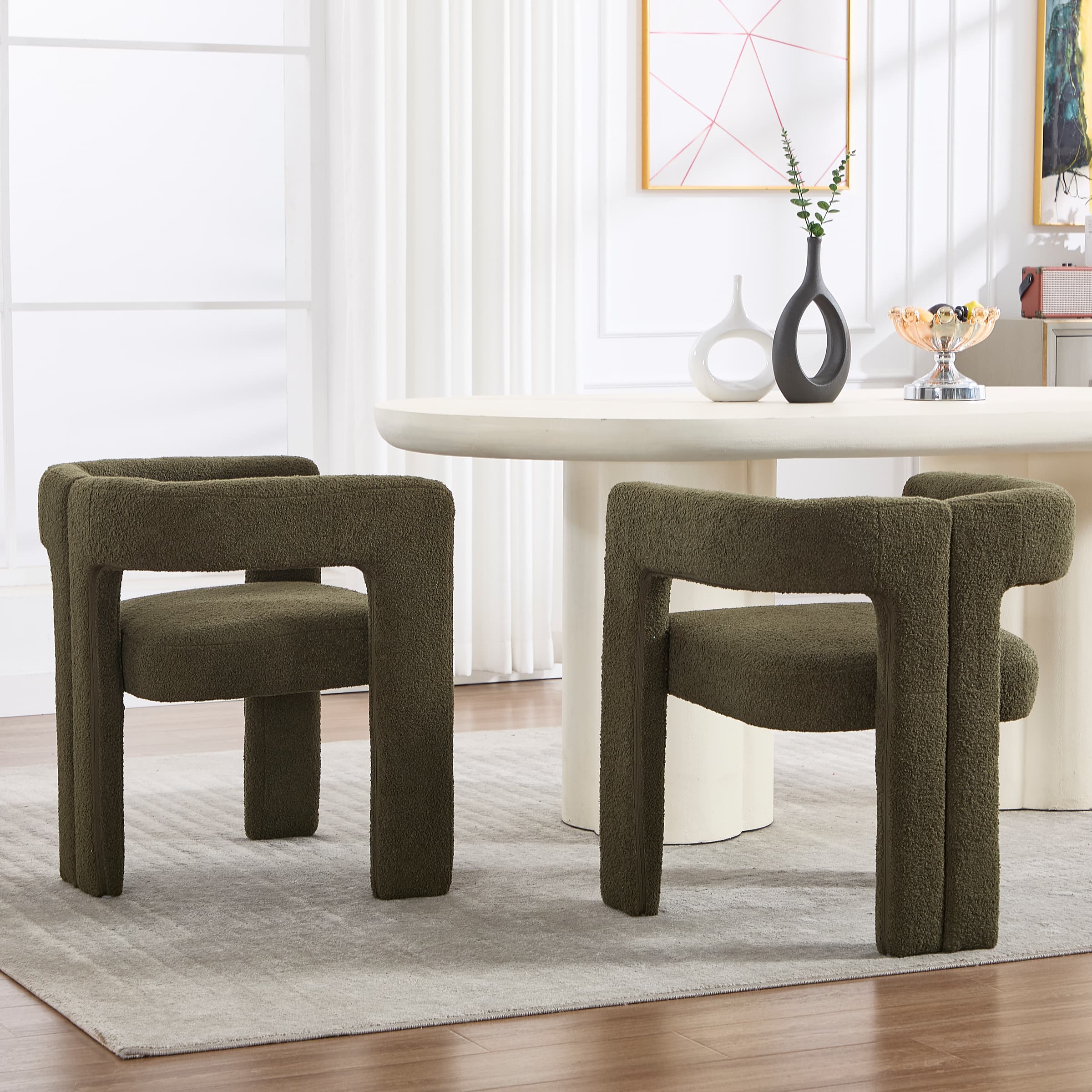 VESCASA Modern Barrel Dining Chairs Set of 2 - 32003DC