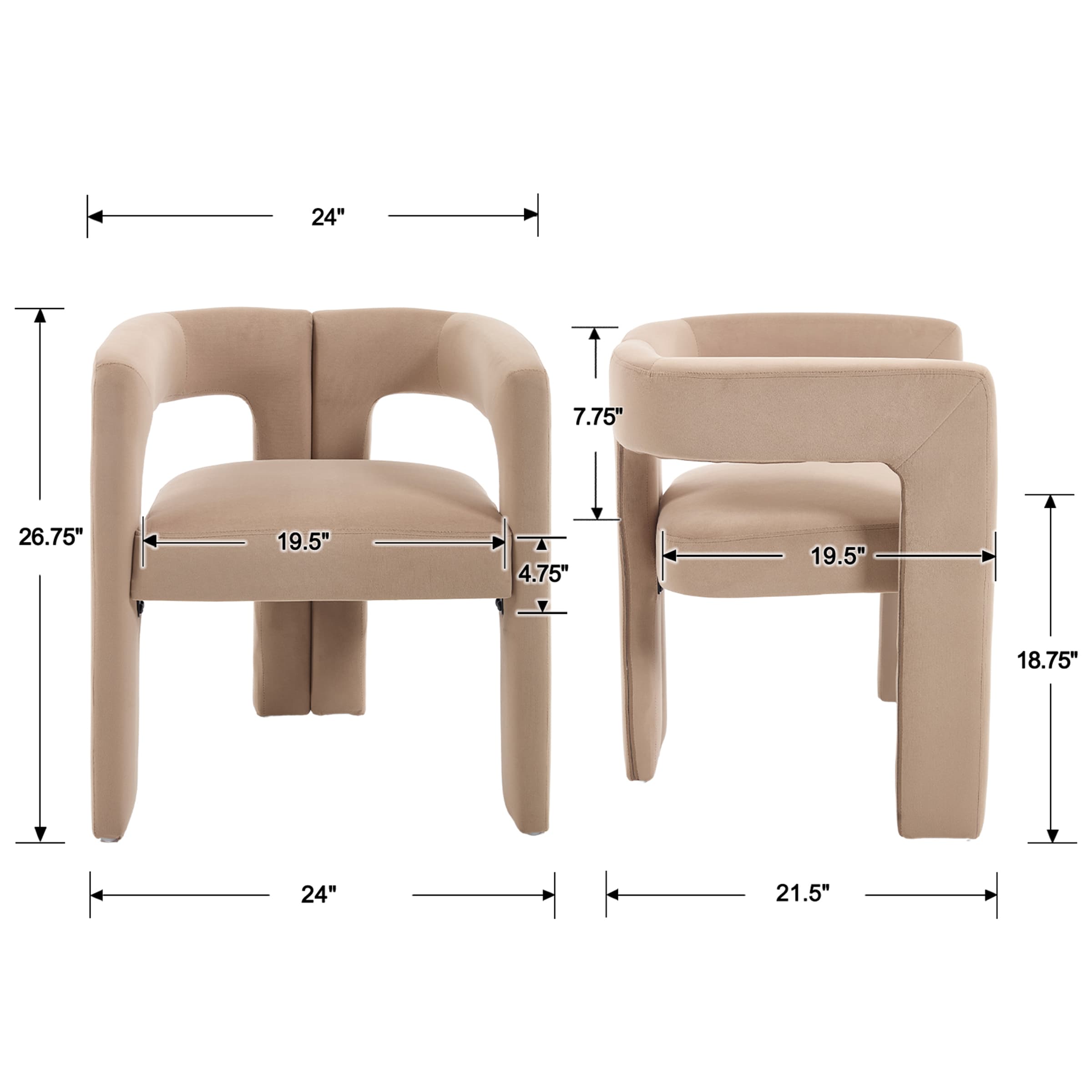 VESCASA Modern Barrel Dining Chairs Set of 2 - 32003DC