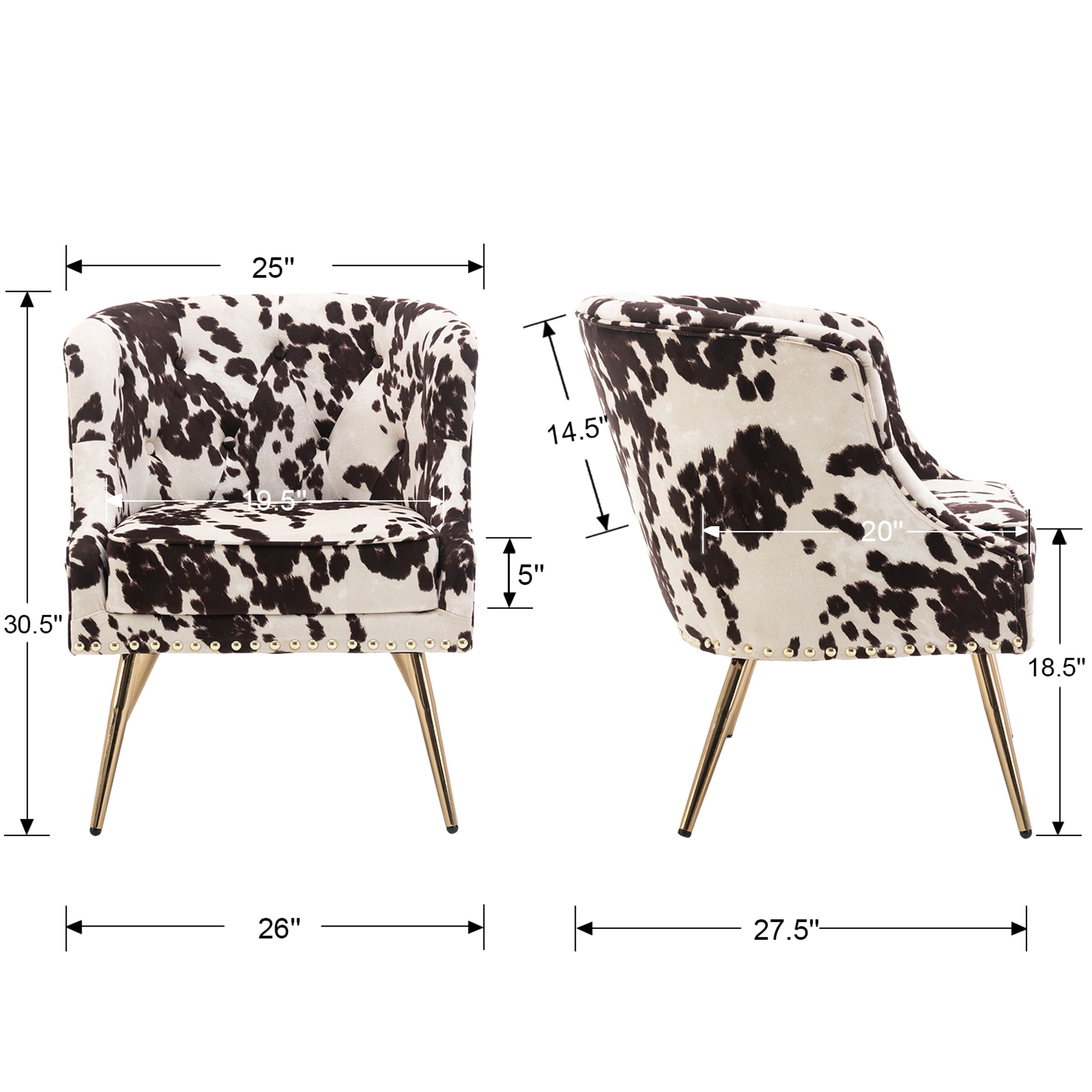 CHICAURA Modern Cow Accent Chair 1 PCS - 8695AC