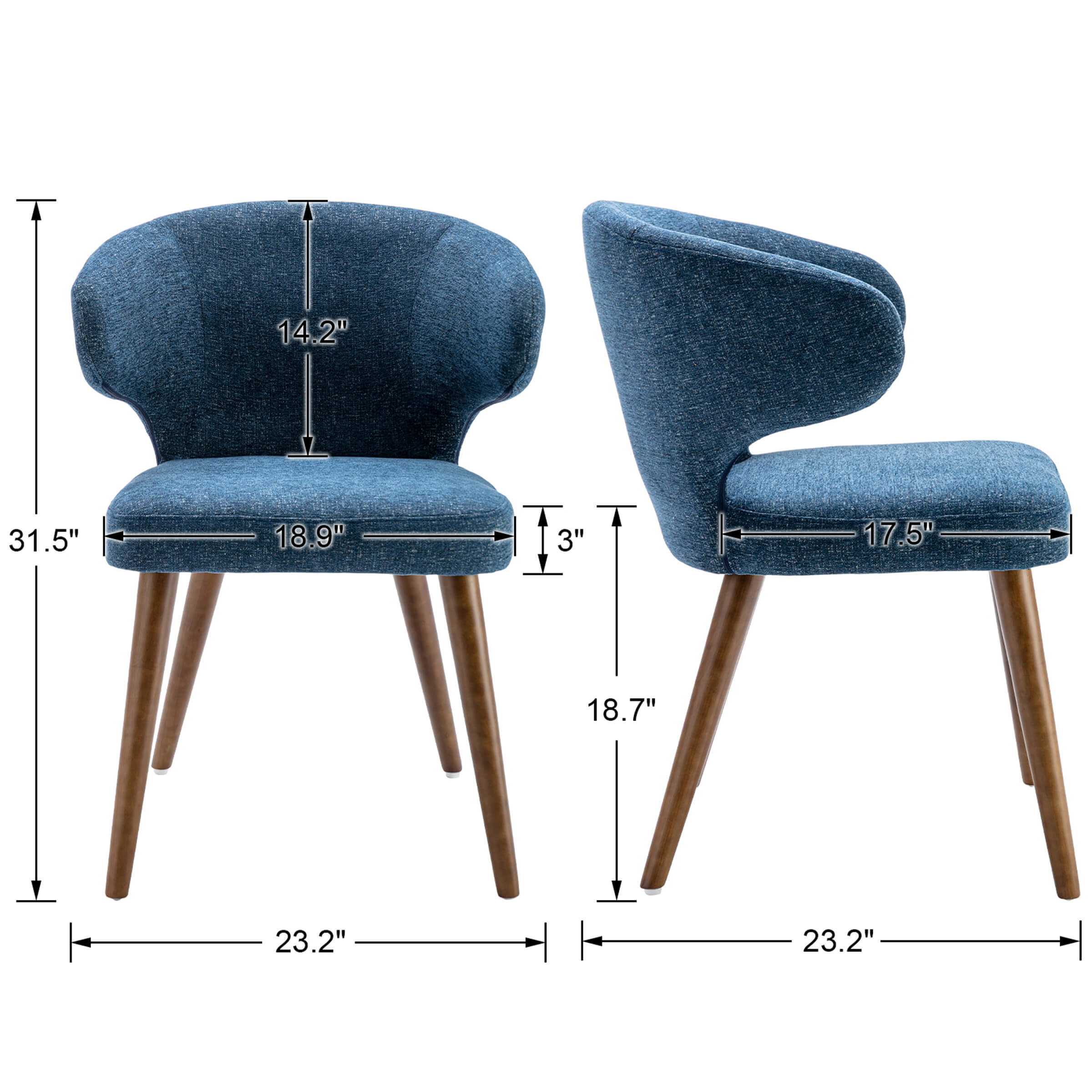 VESCASA Modern Curved Armless Chairs Set of 2 - 8279DC