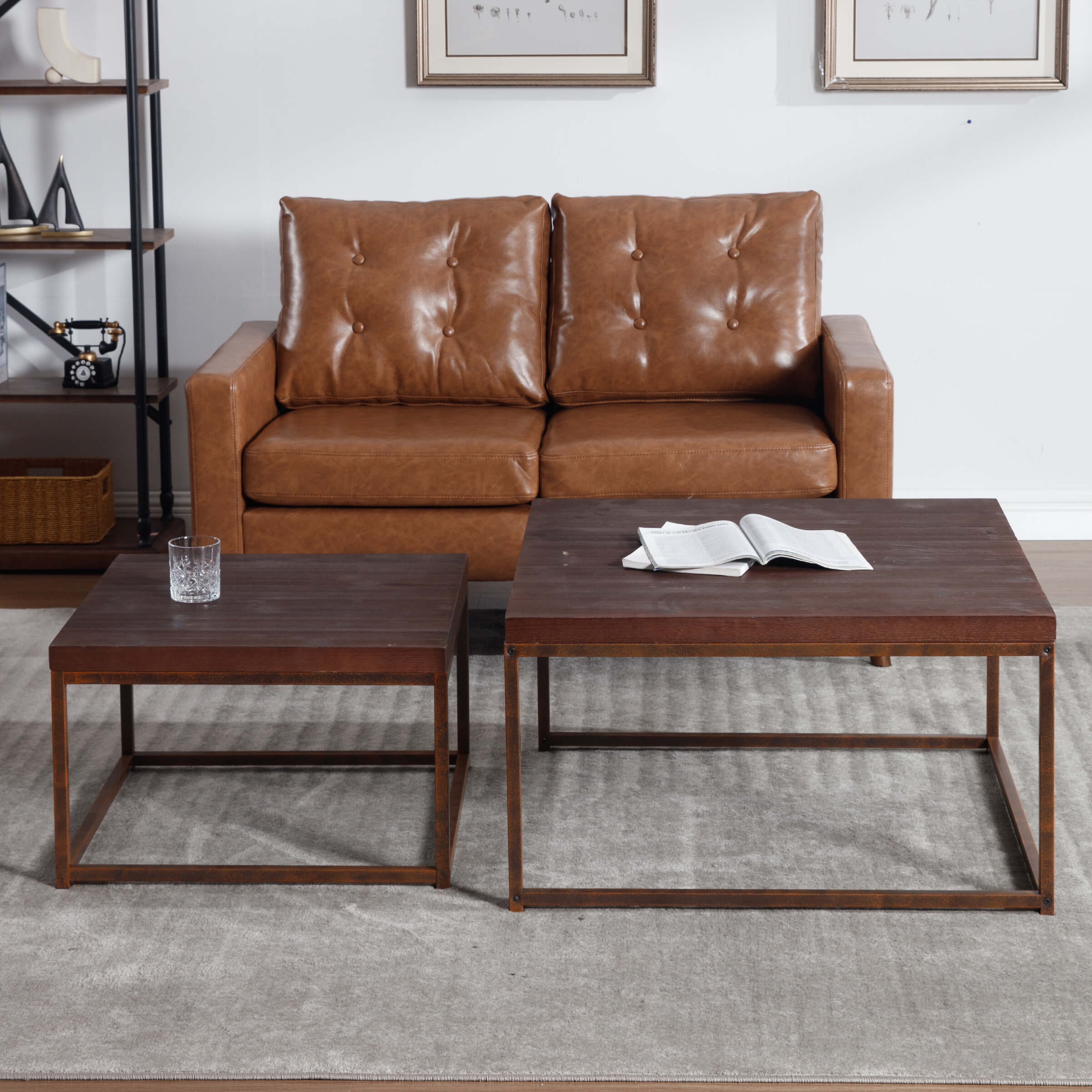 CIMOTA Modern Industrial Square Stacking Coffee Table - 22631CT