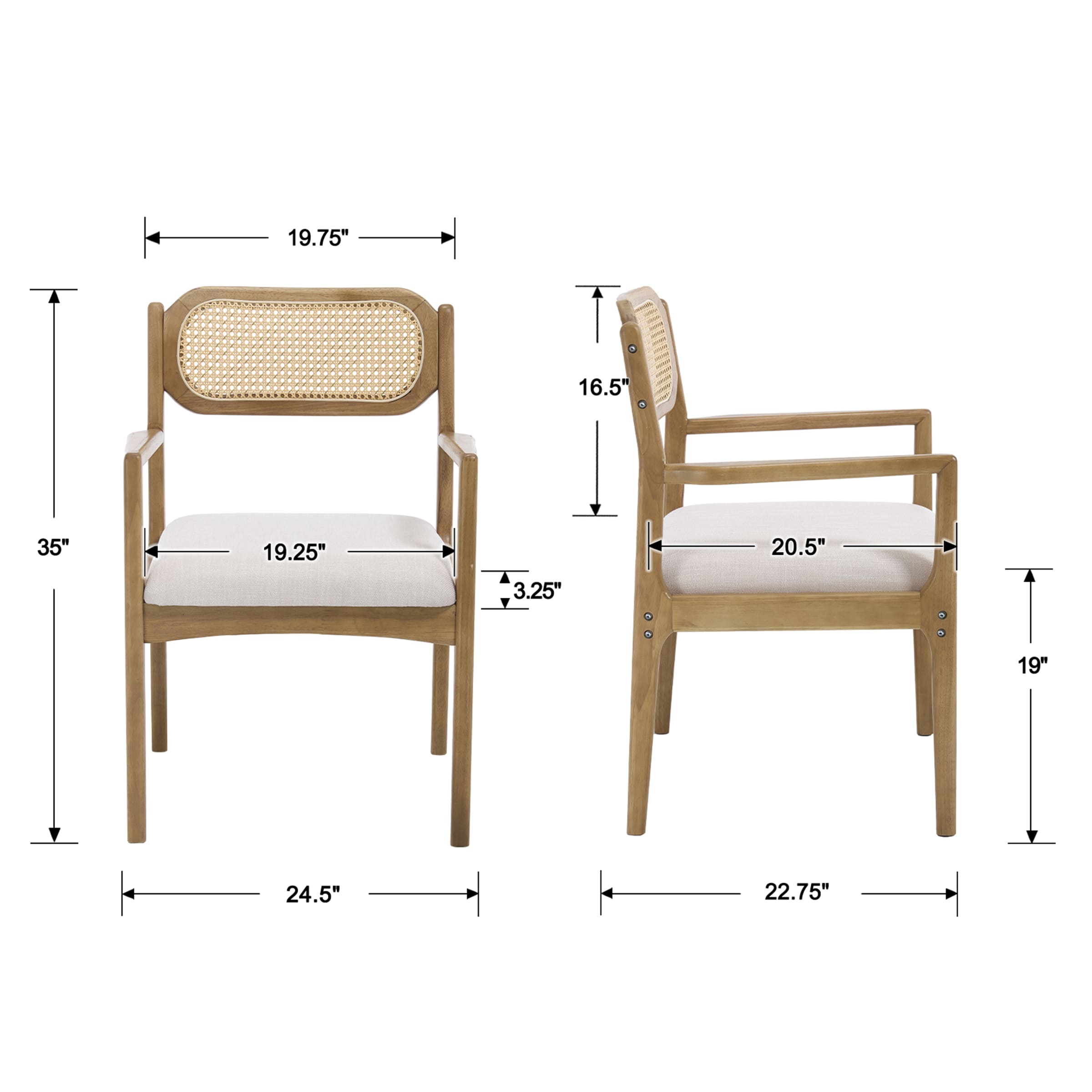 CIMOTA Rattan Dining Chairs Set of 2 - 1987DC