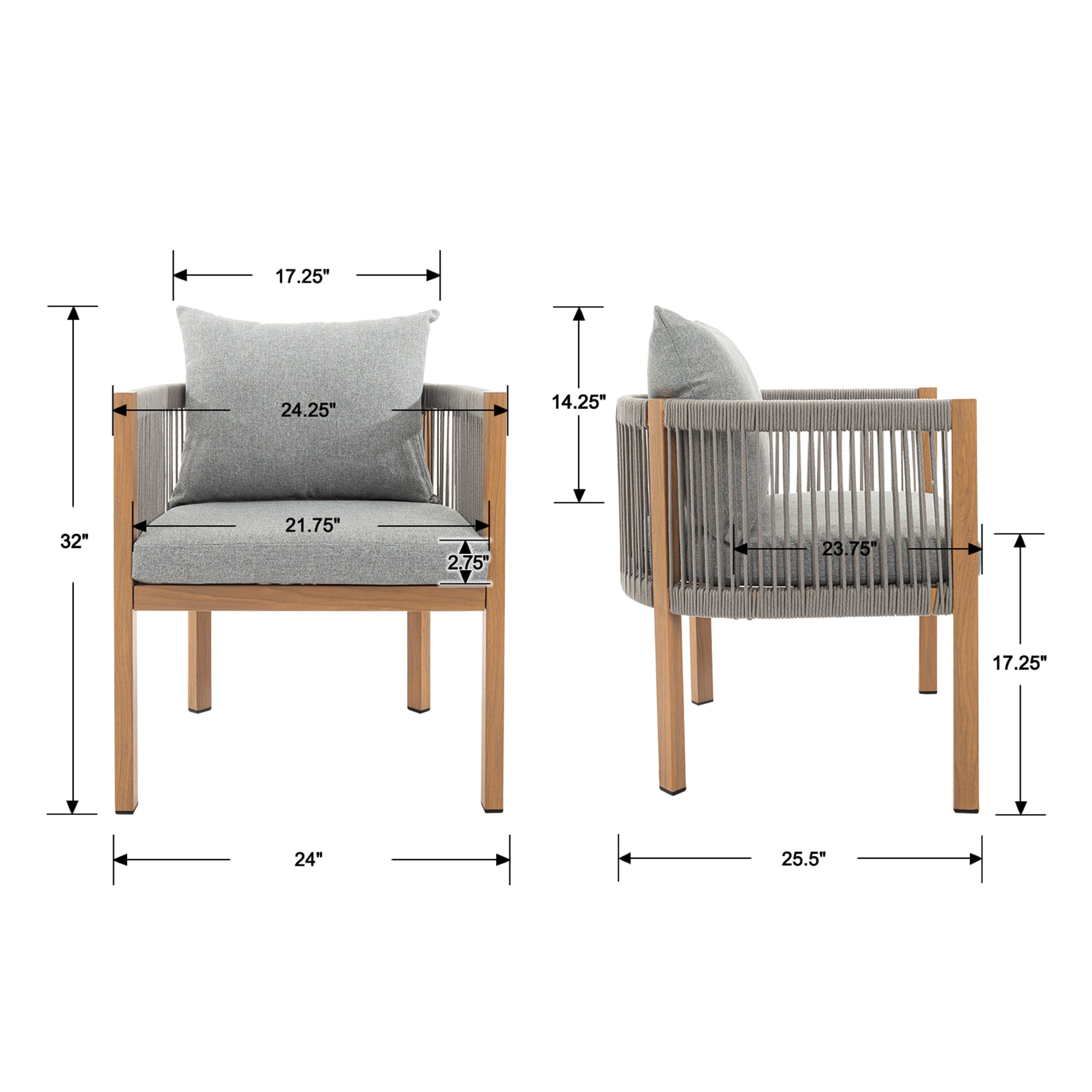 Outdoor Rope Patio Chairs Set of 2 - 25004DC