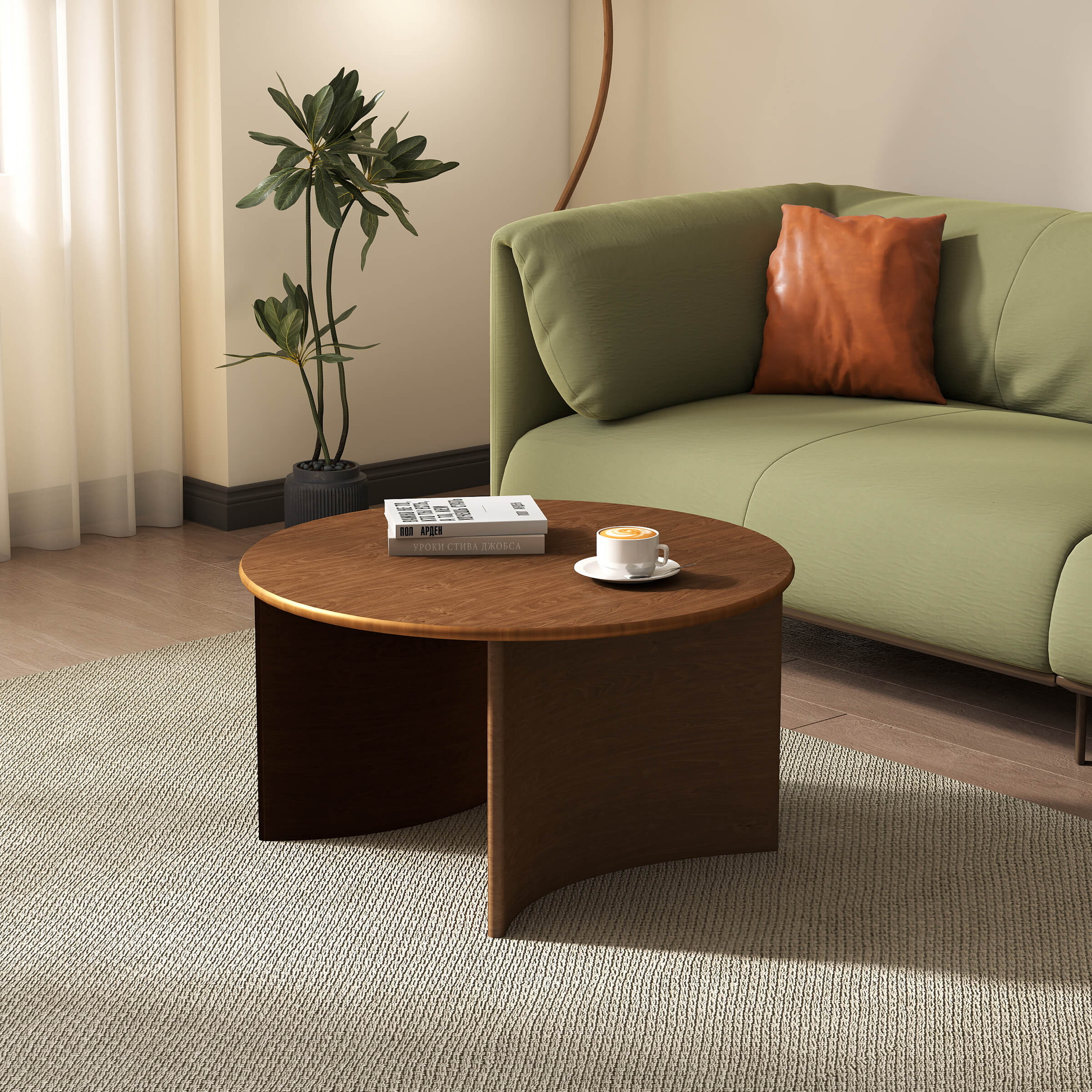 CIMOTA Round Coffee Table with Curved Base - X0061CT