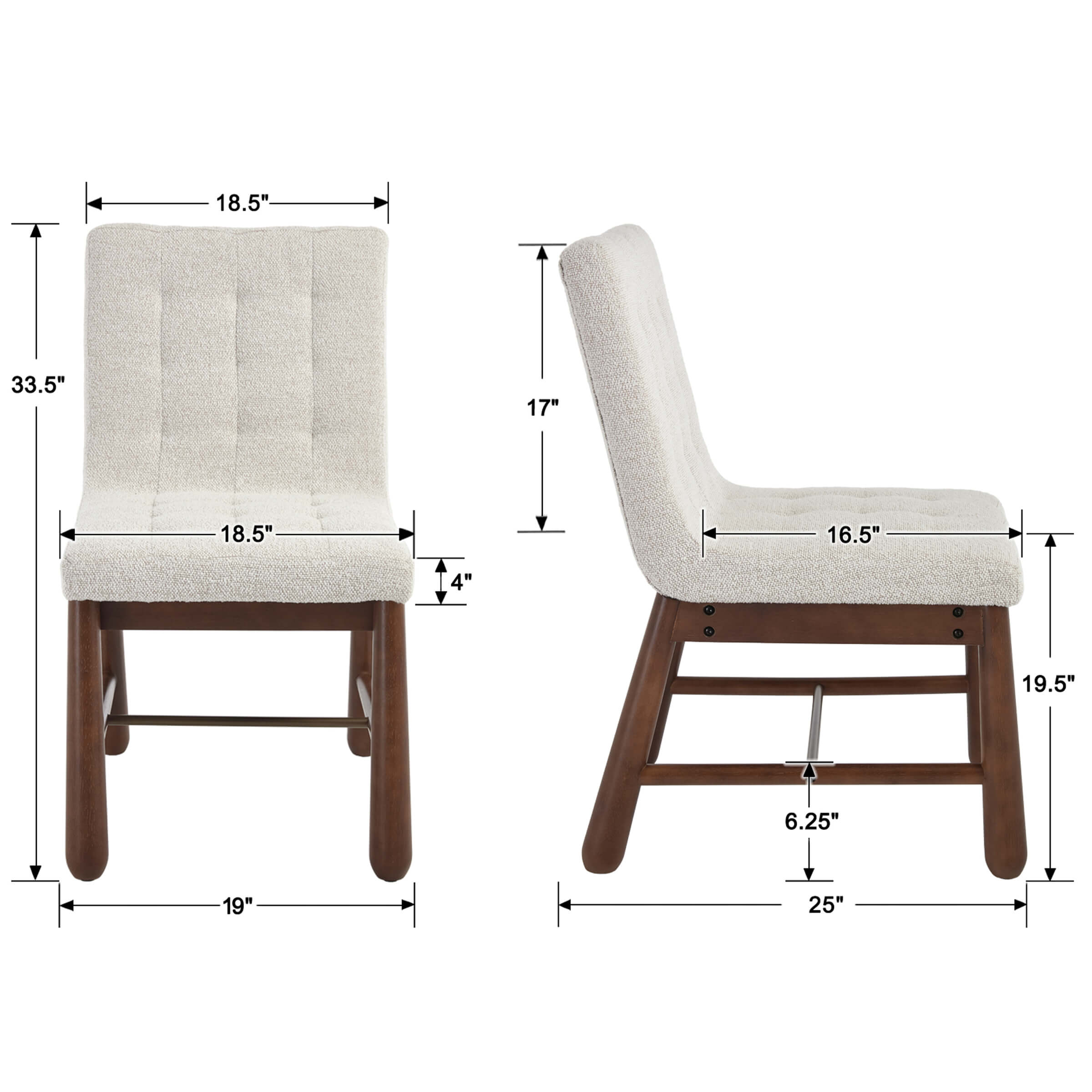 CIMOTA Upholstered Tufted Dining Chairs Set of 2 - 10091DC