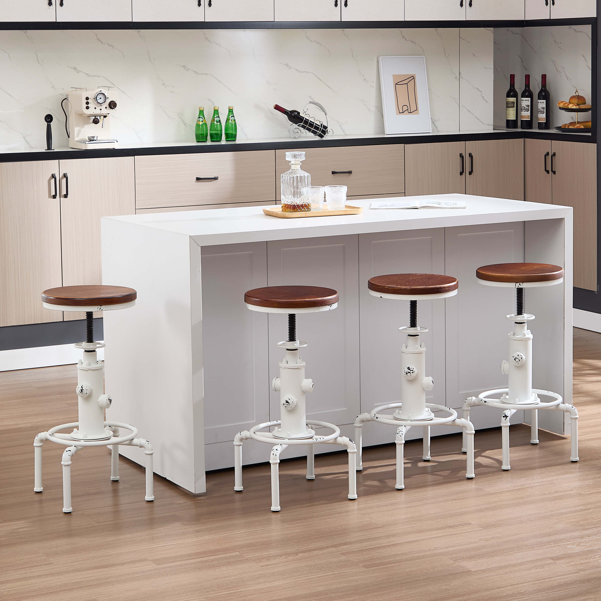 CIMOTA Vintage Industrial Adjustable Backless Bar Stools Set of 2 - XX111AB