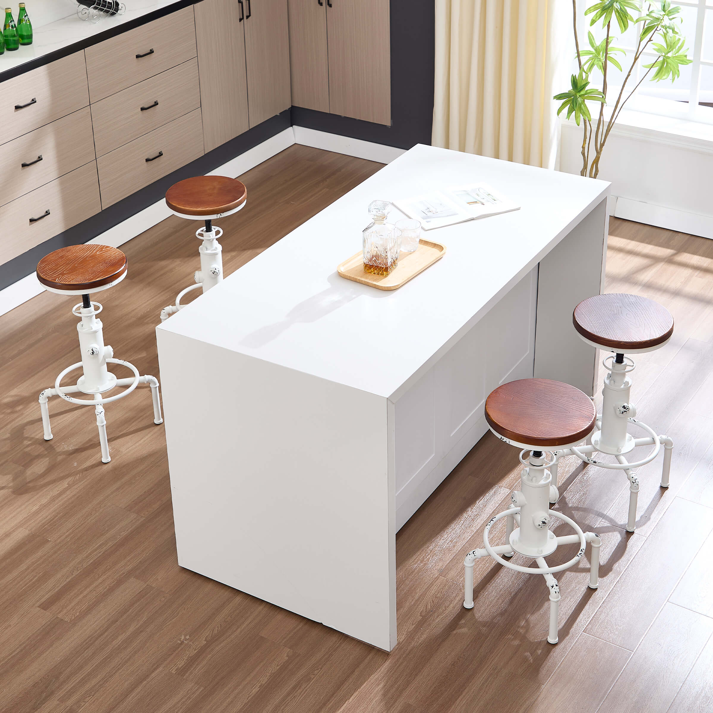 CIMOTA Vintage Industrial Adjustable Backless Bar Stools Set of 2 - XX111AB