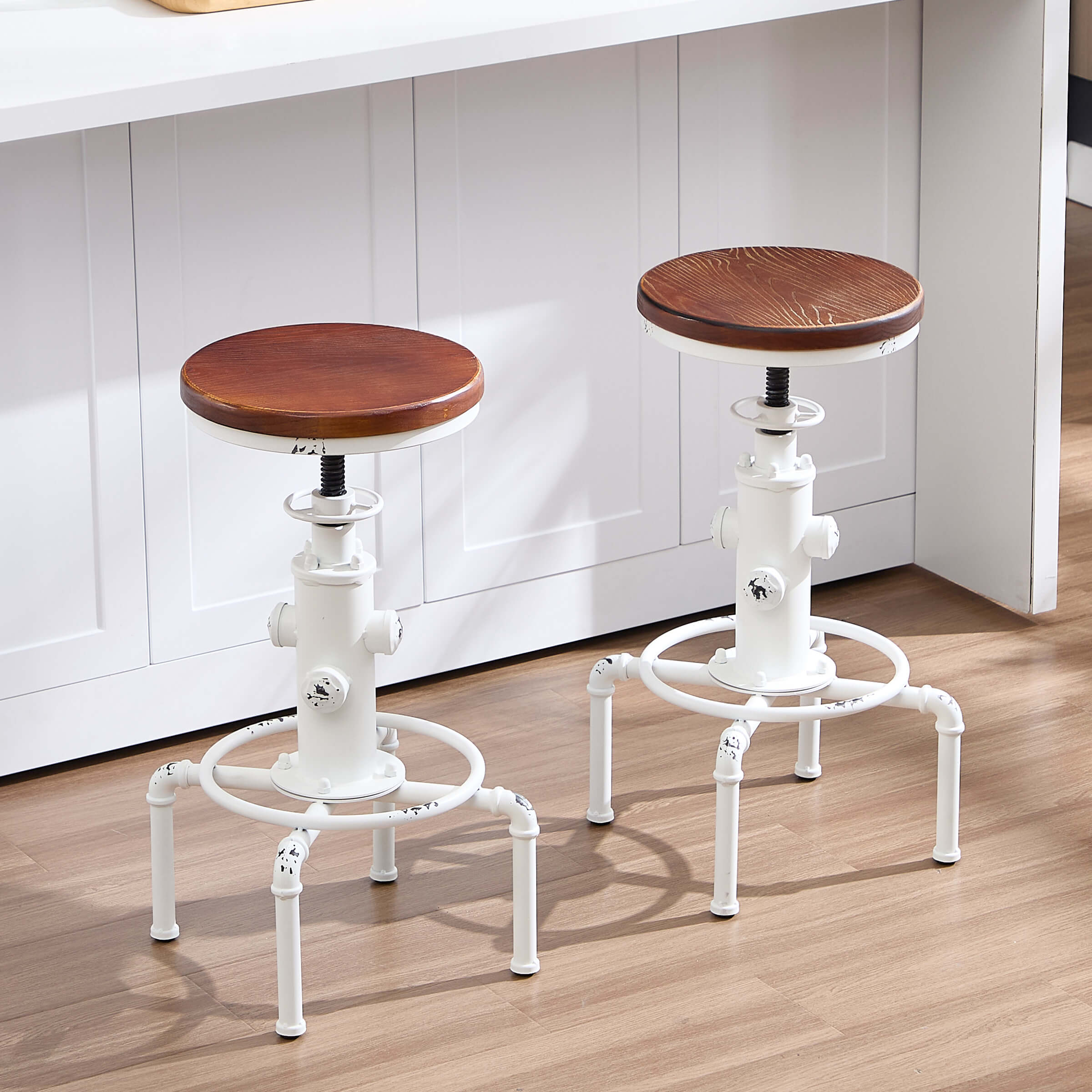 CIMOTA Vintage Industrial Adjustable Backless Bar Stools Set of 2 - XX111AB
