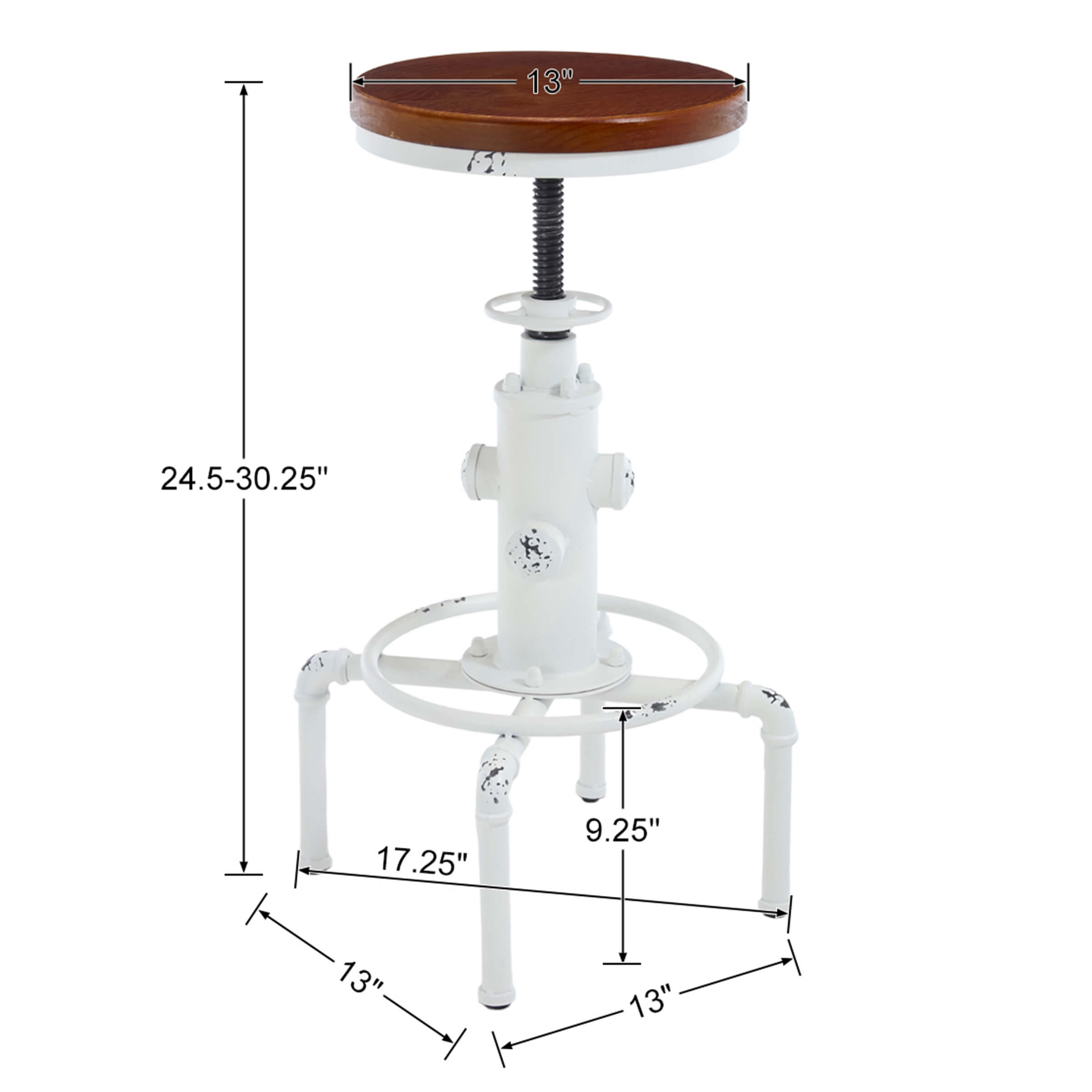 CIMOTA Vintage Industrial Adjustable Backless Bar Stools Set of 2 - XX111AB