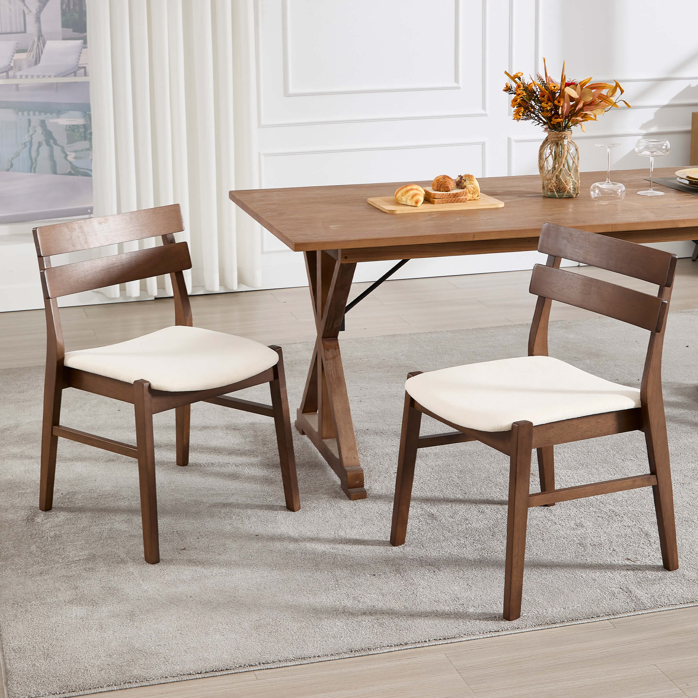 VESCASA Wood Dining Chairs Set of 2 - 2096DC