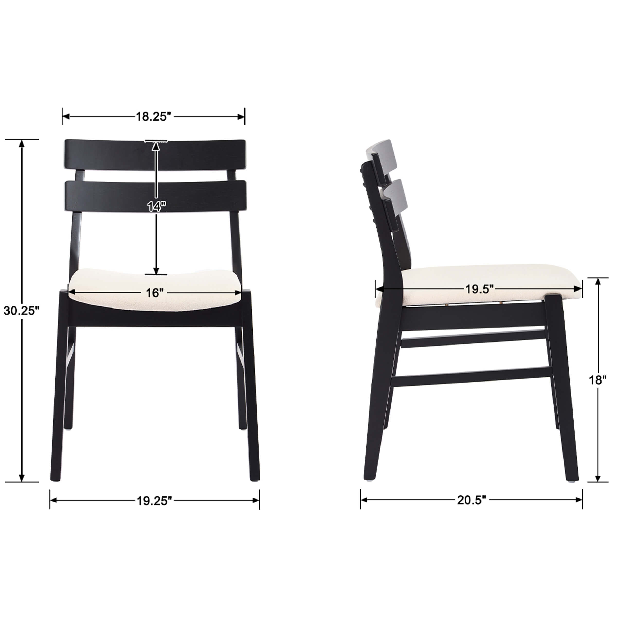 VESCASA Wood Dining Chairs Set of 2 - 2096DC