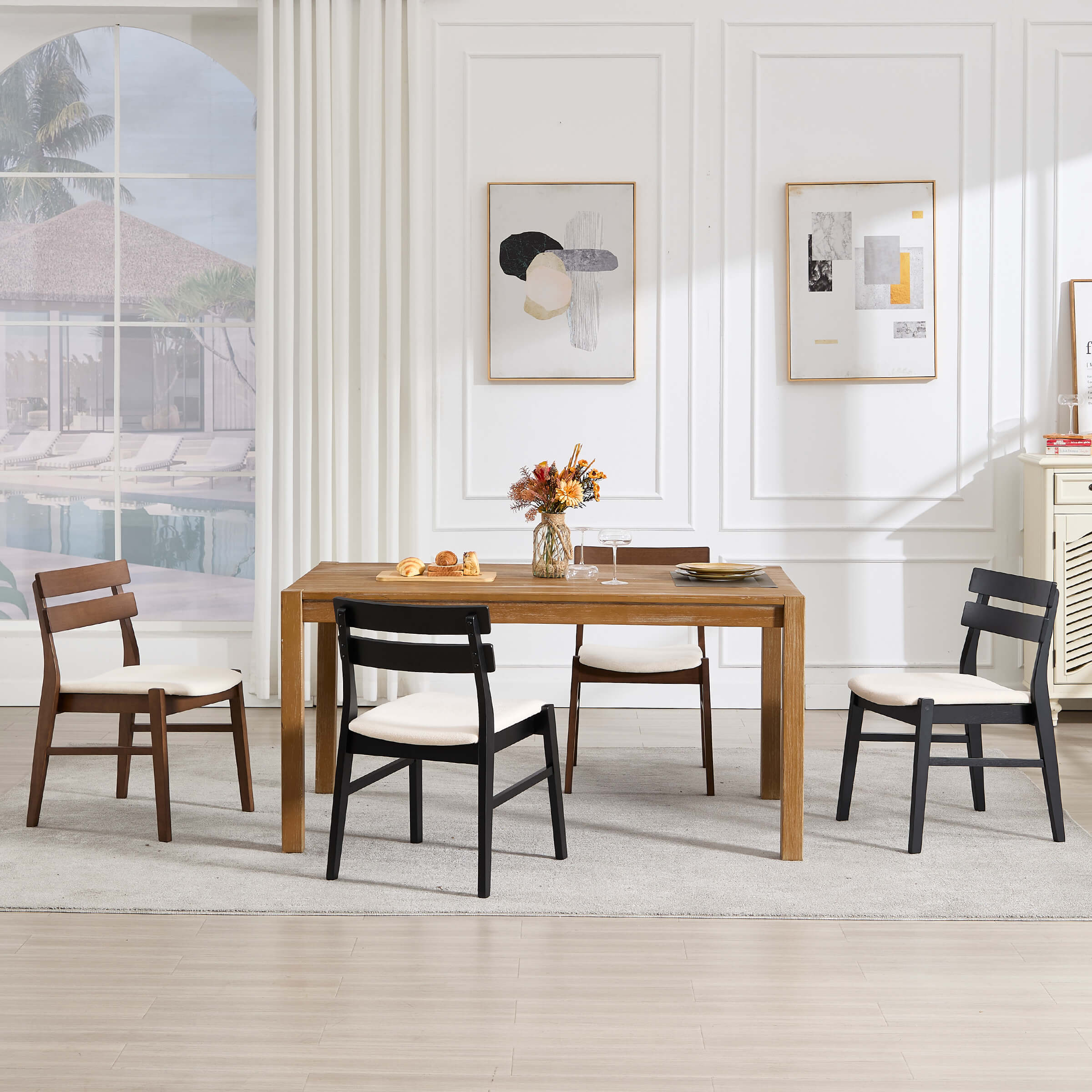 VESCASA Wood Dining Chairs Set of 2 - 2096DC
