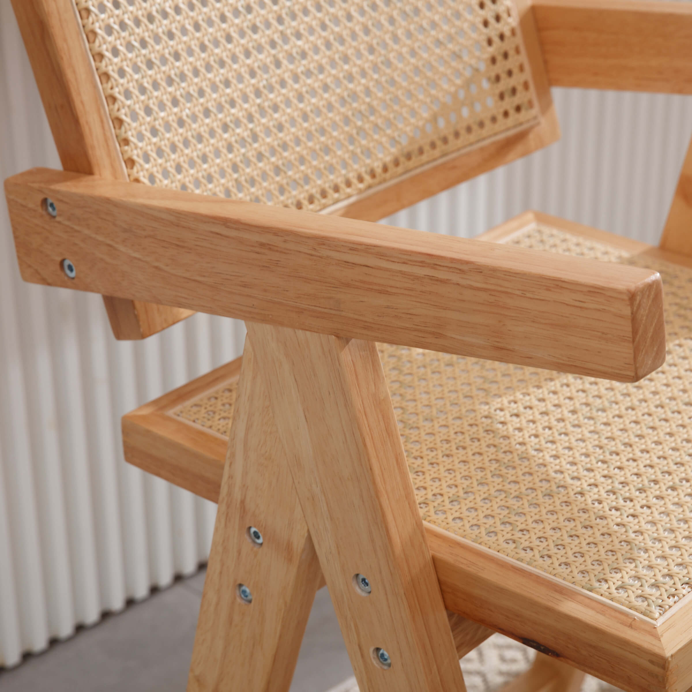 VESCASA Wooden Woven Back Counter Stools Set of 2 - 5805CS