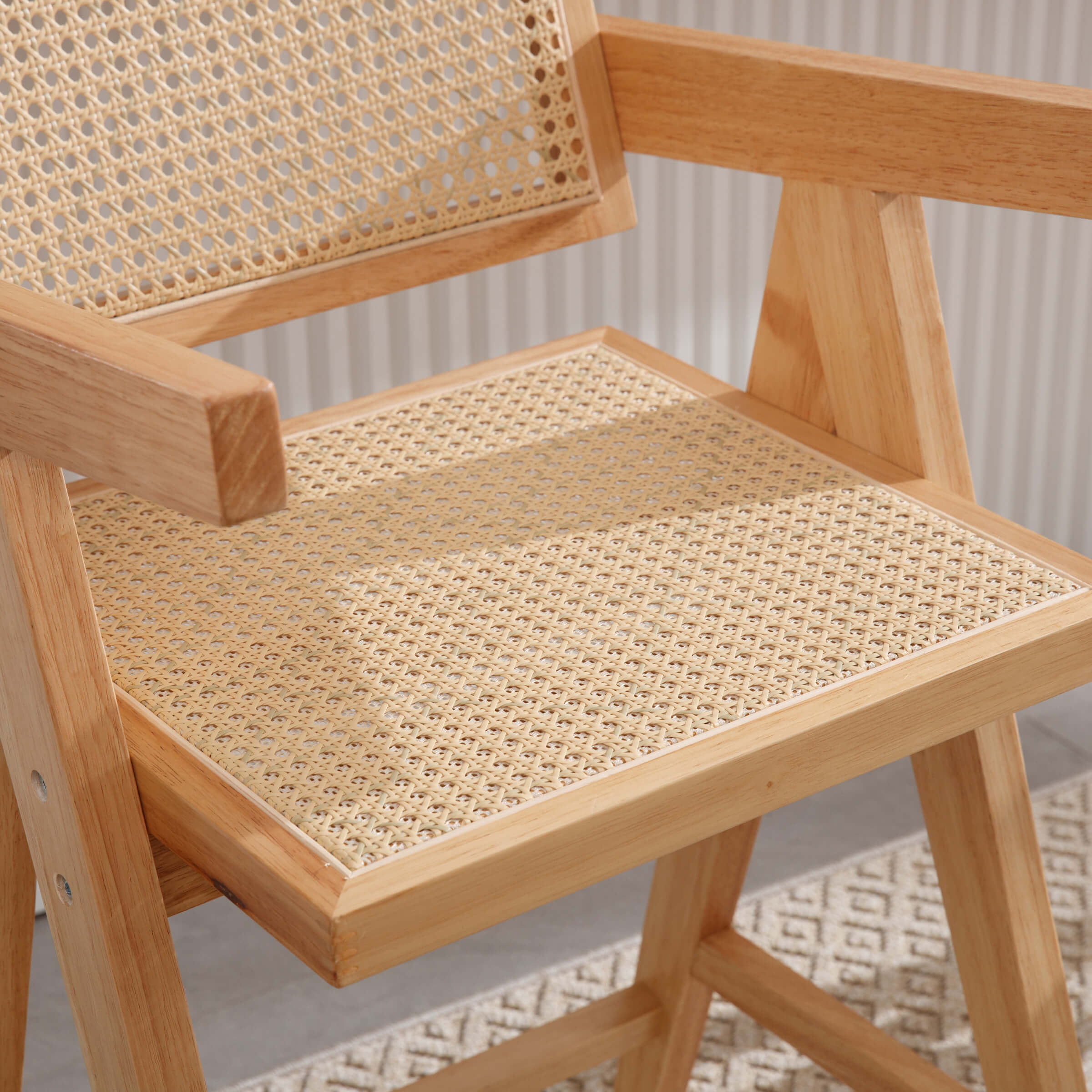 VESCASA Wooden Woven Back Counter Stools Set of 2 - 5805CS