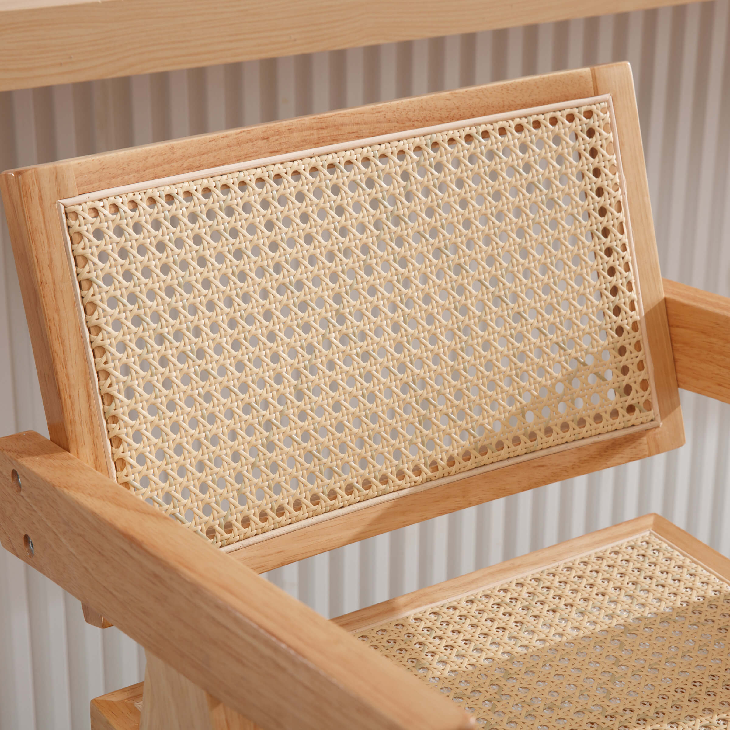 VESCASA Wooden Woven Back Counter Stools Set of 2 - 5805CS