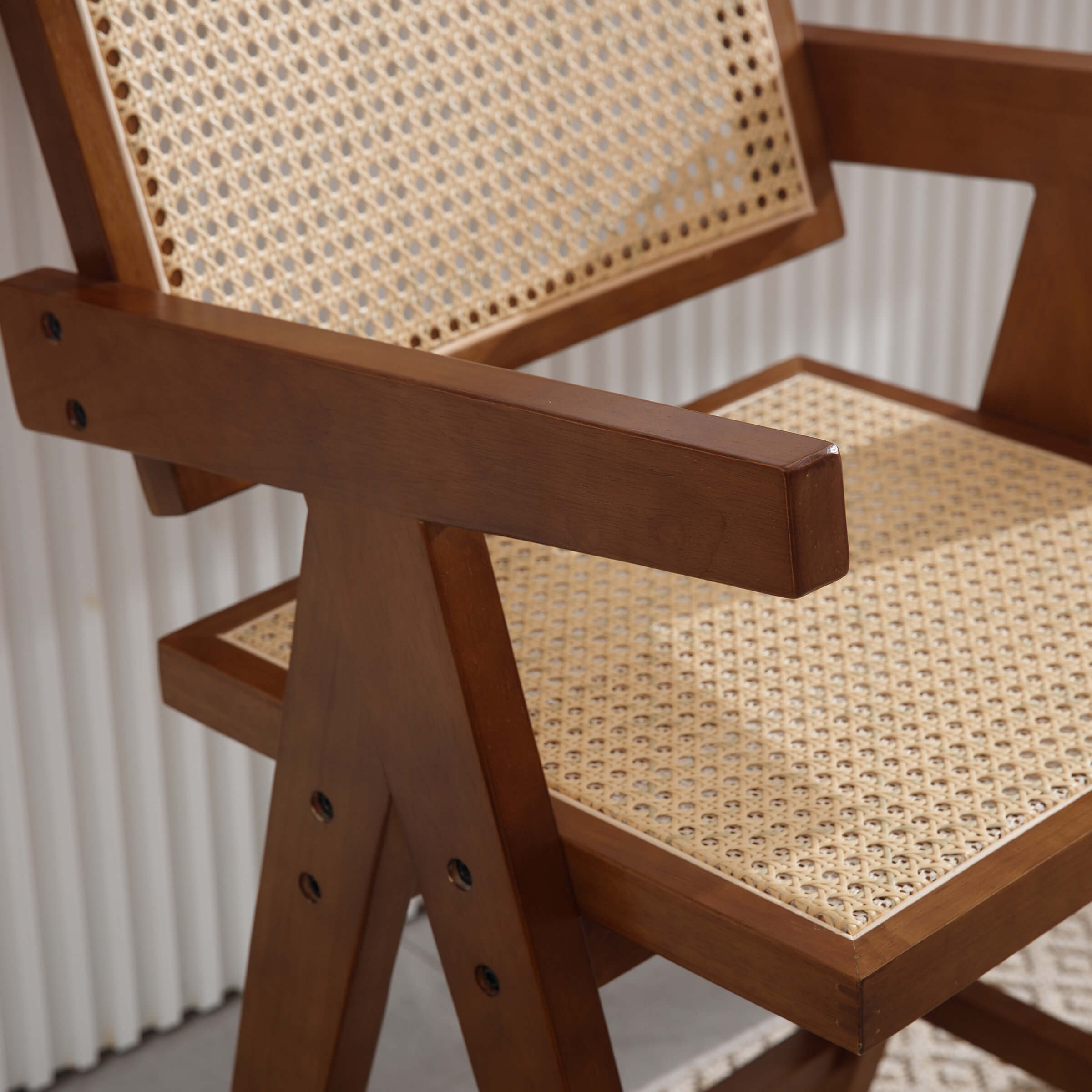 VESCASA Wooden Woven Back Counter Stools Set of 2 - 5805CS