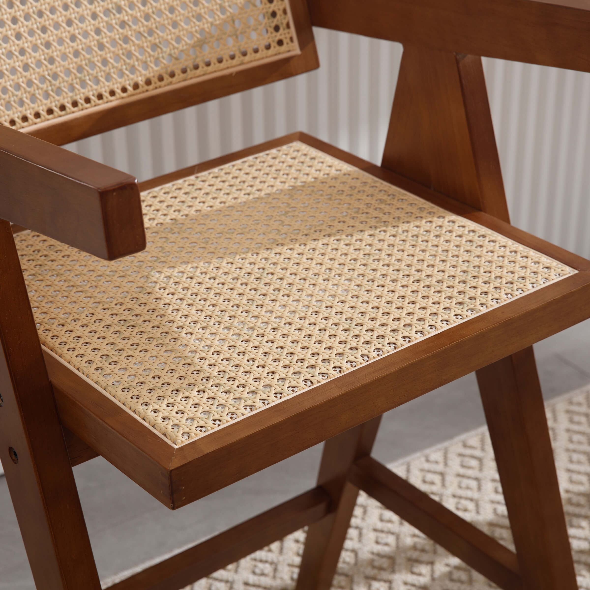 VESCASA Wooden Woven Back Counter Stools Set of 2 - 5805CS