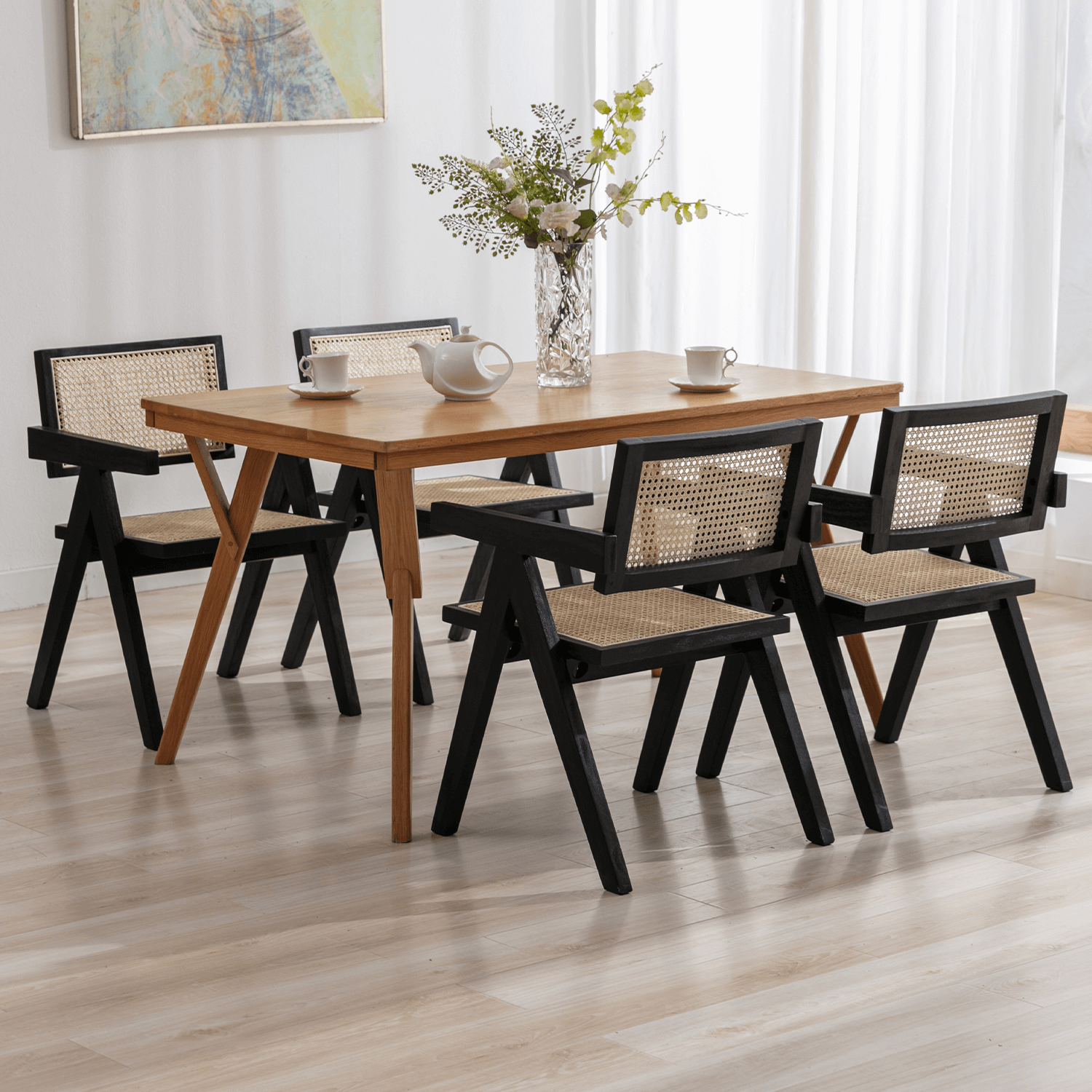 VESCASA Cane Back Dining Chairs Set of 2 - 1844DC