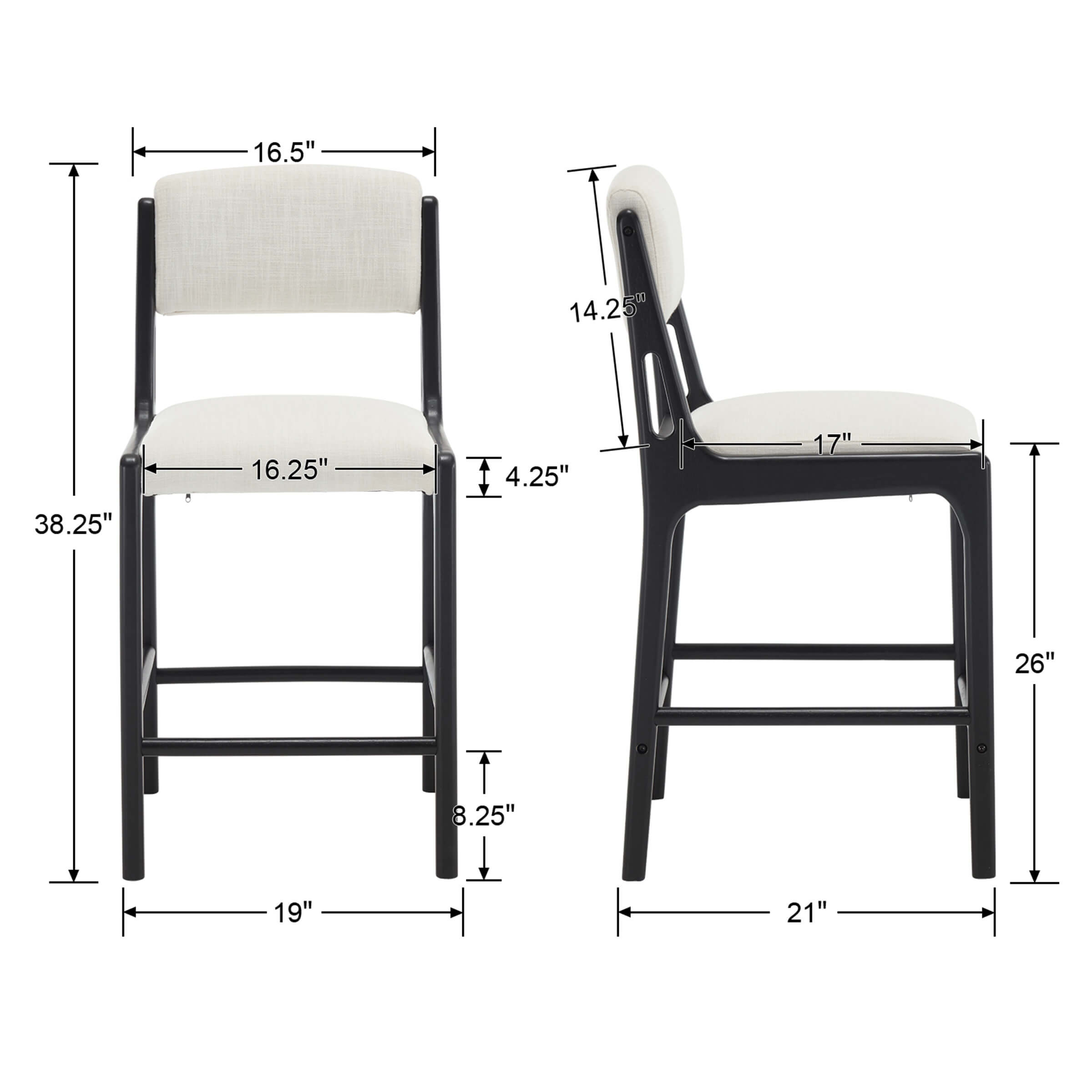 Beige Linen Bar Stools Set of 2 - 5816CS