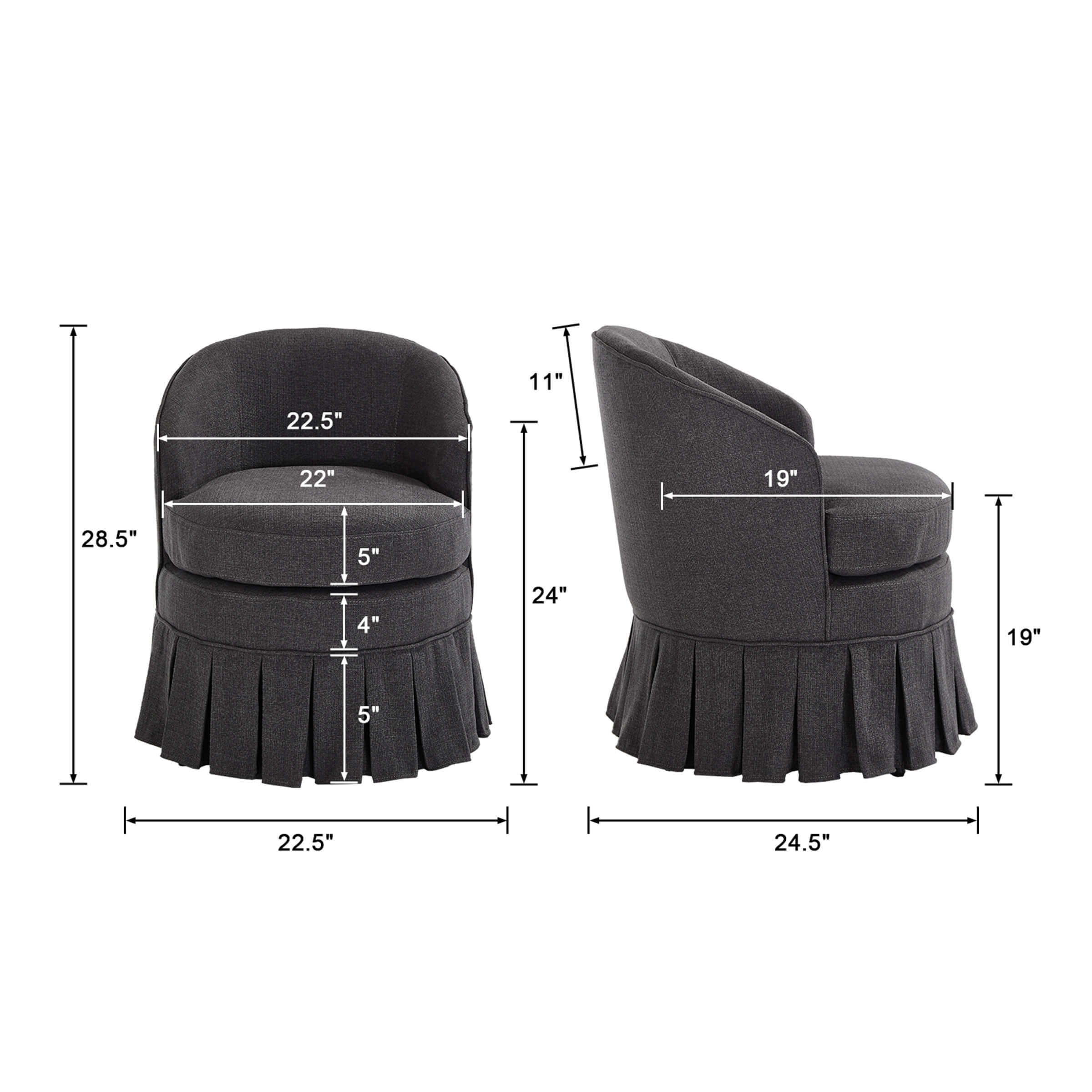 Dining Room Chairs with Pleated Skirt Set of 2 - 353DC