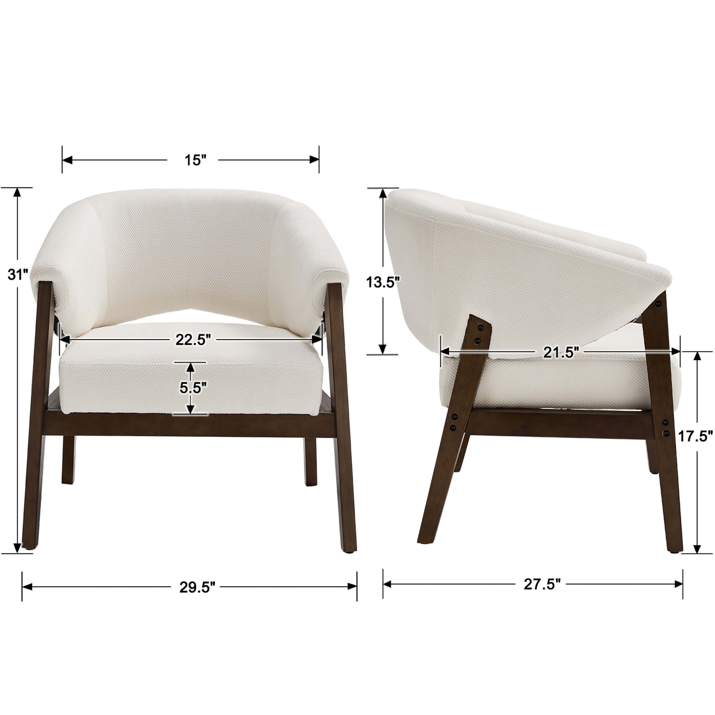 KMAX Accent Chair with Walnut Wood Legs 1 PCS - 30014AC