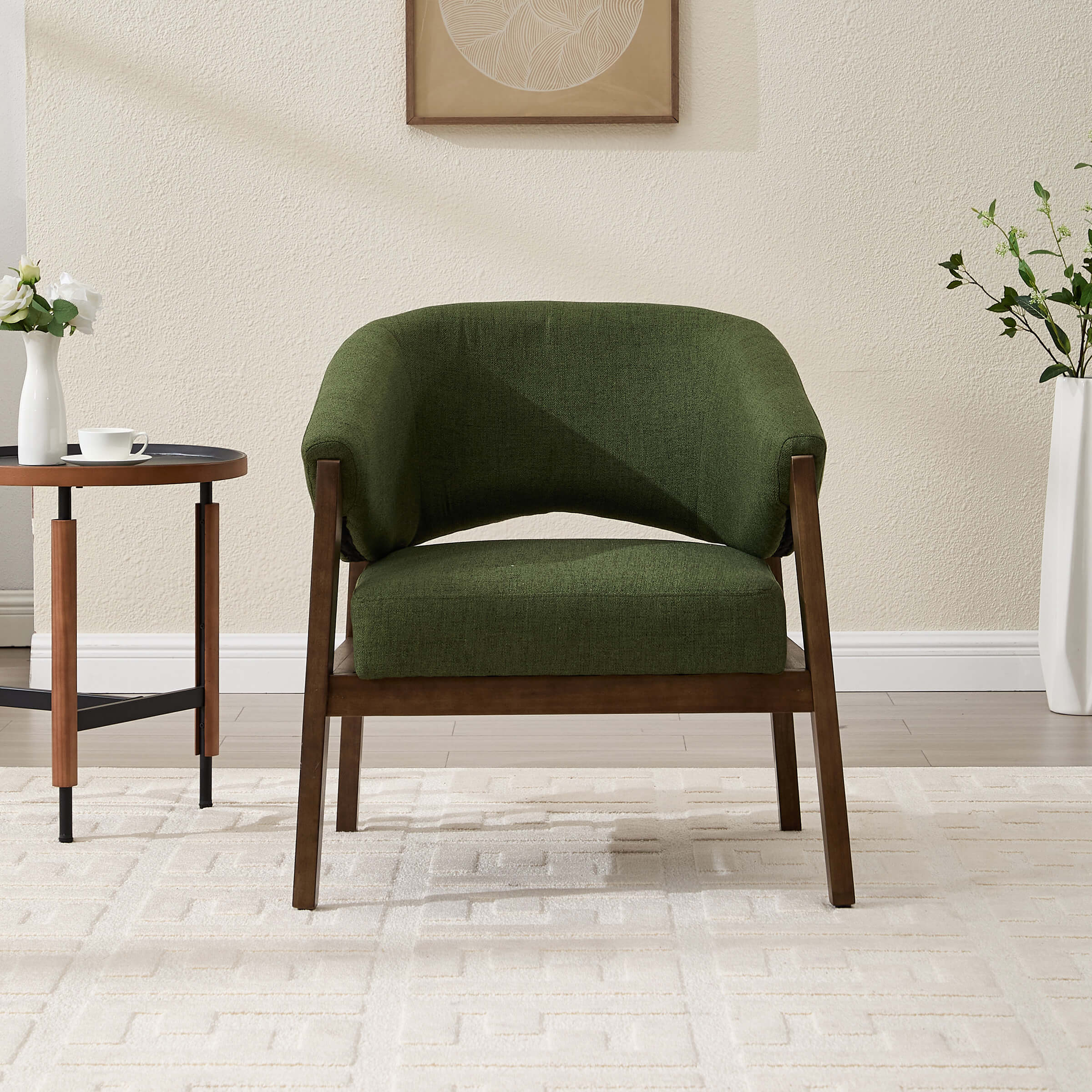 KMAX Accent Chair with Walnut Wood Legs 1 PCS - 30014AC