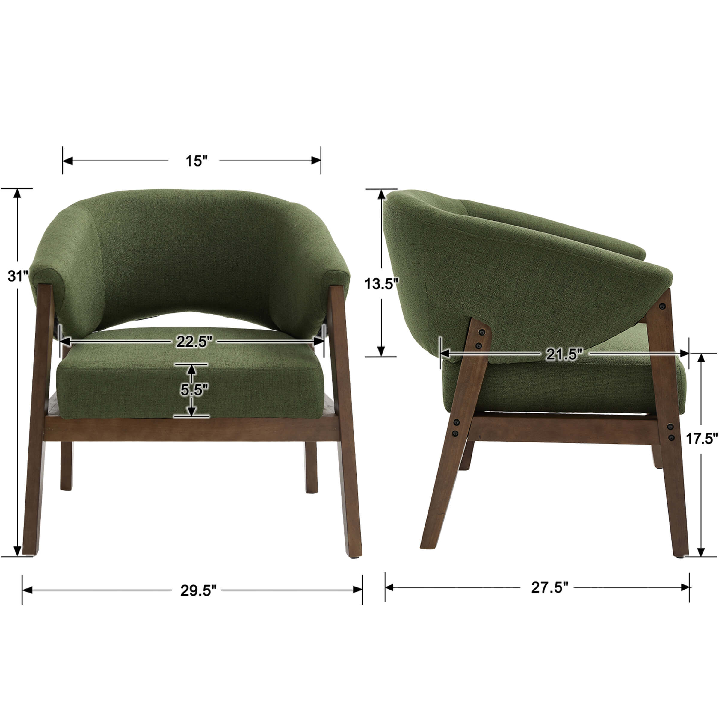 KMAX Accent Chair with Walnut Wood Legs 1 PCS - 30014AC