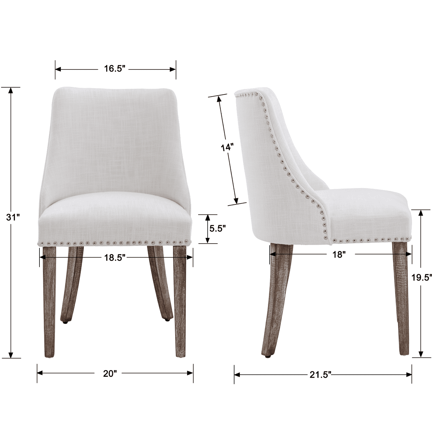 Kmax Mid Century Modern Dining Chairs Set of 2 - 6028