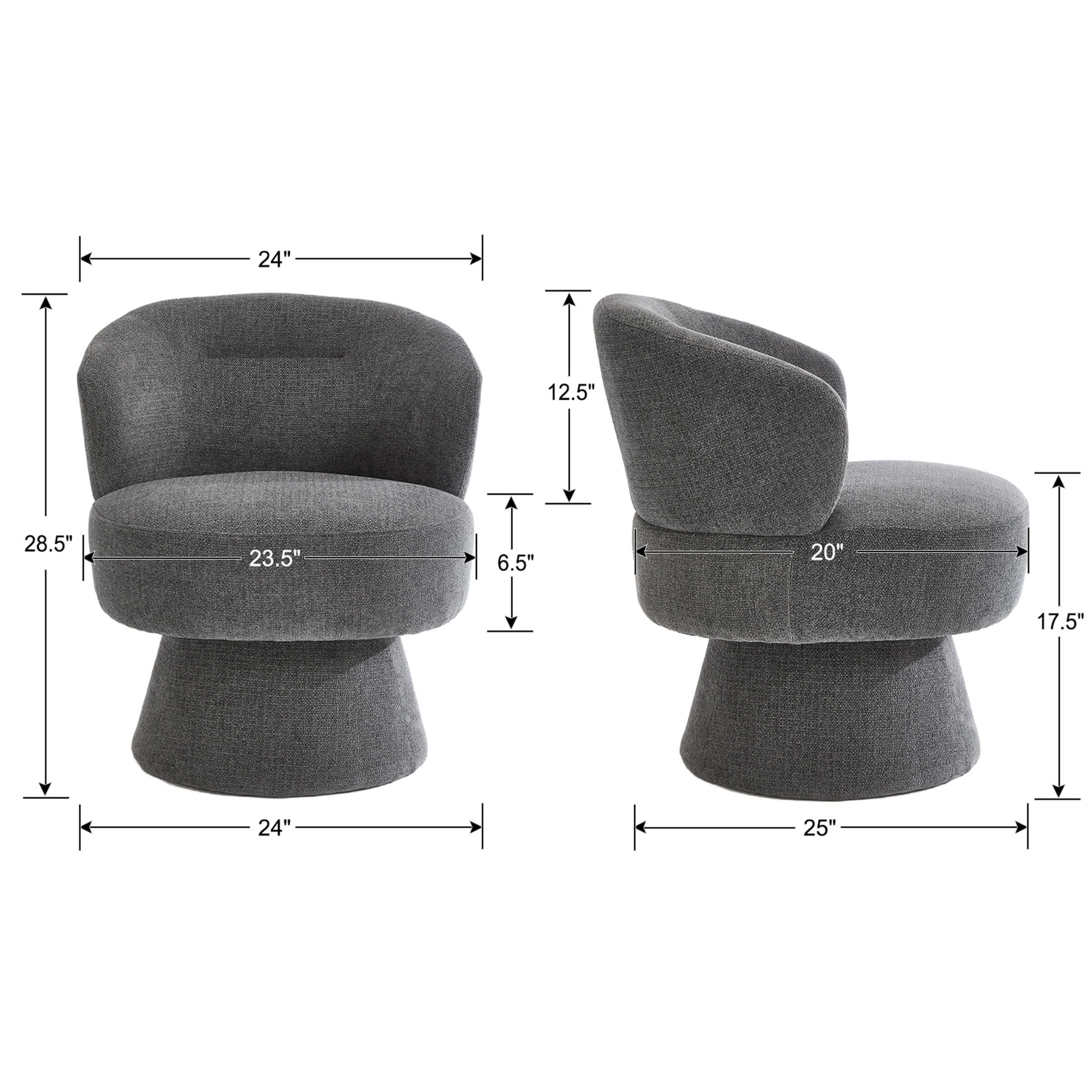 KMAX Modern Accent Round Swivel Armchair - 9918DC