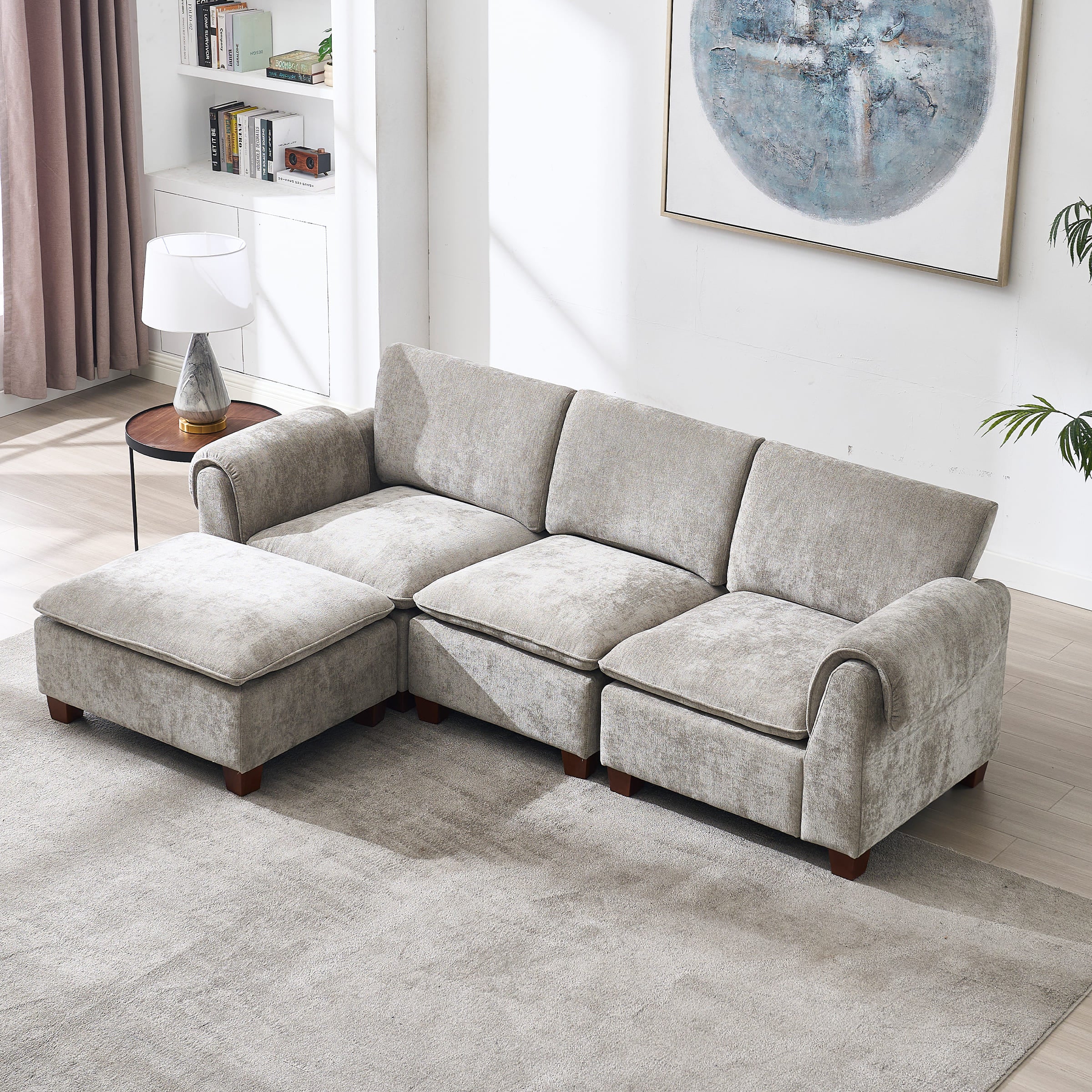 VESCASA Modern Armrest Chenille Sectional Sofa - 1017SF