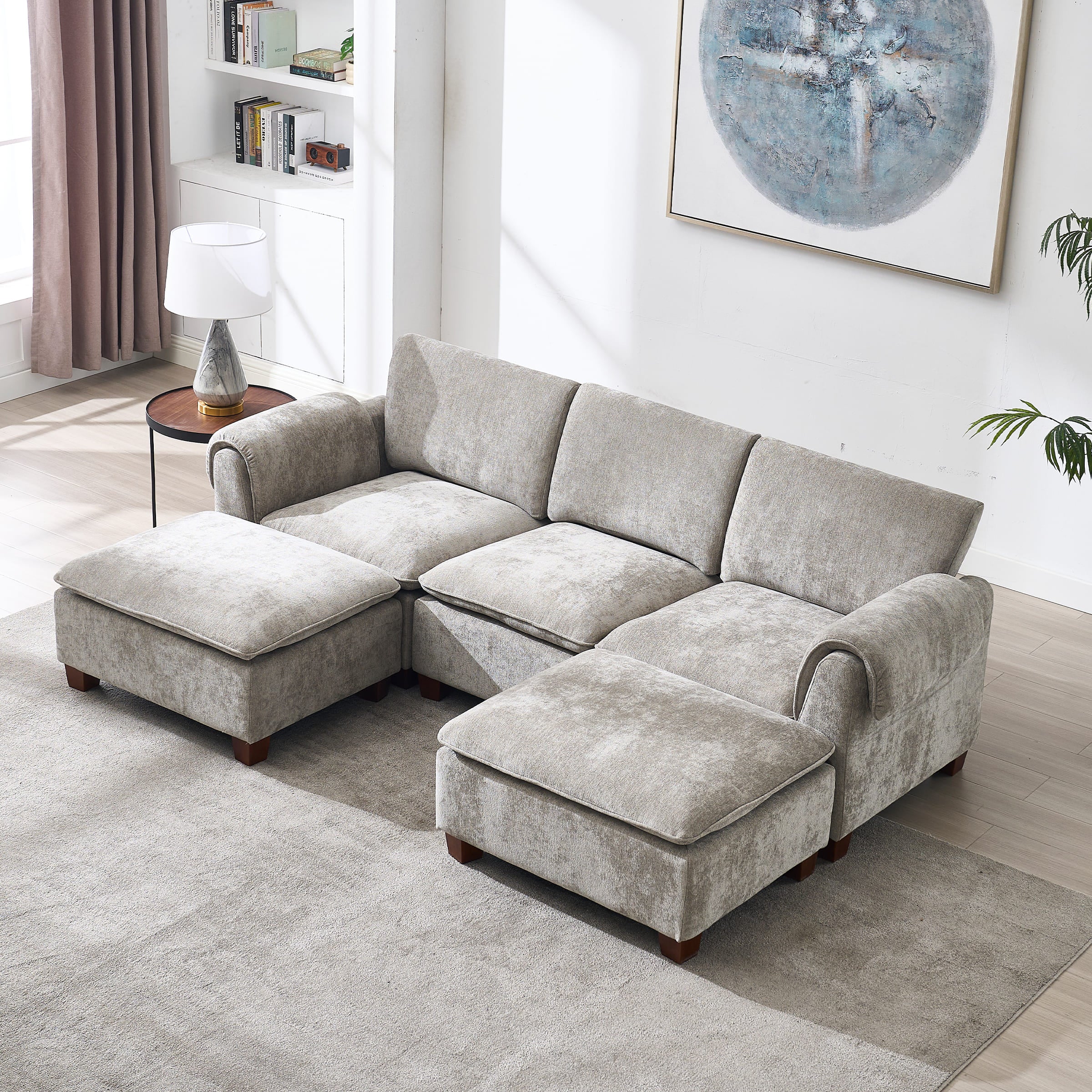 VESCASA Modern Armrest Chenille Sectional Sofa - 1017SF