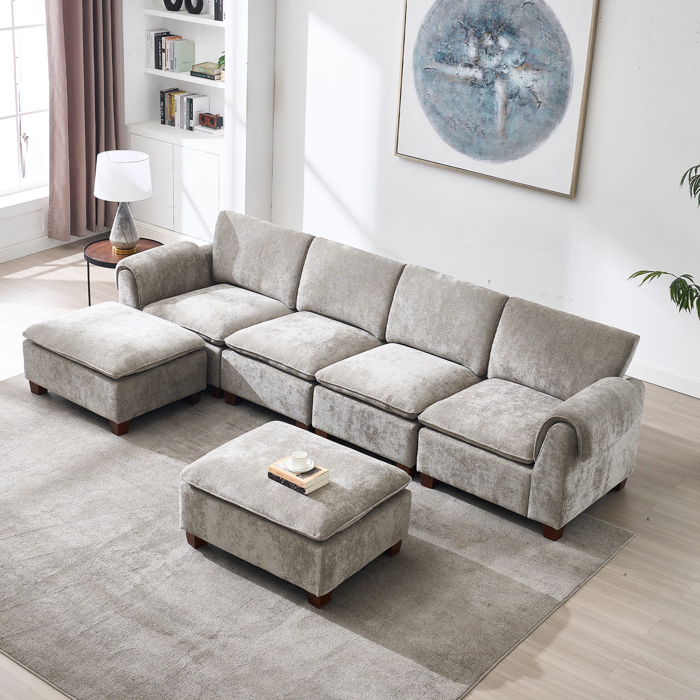 VESCASA Modern Armrest Chenille Sectional Sofa - 1017SF