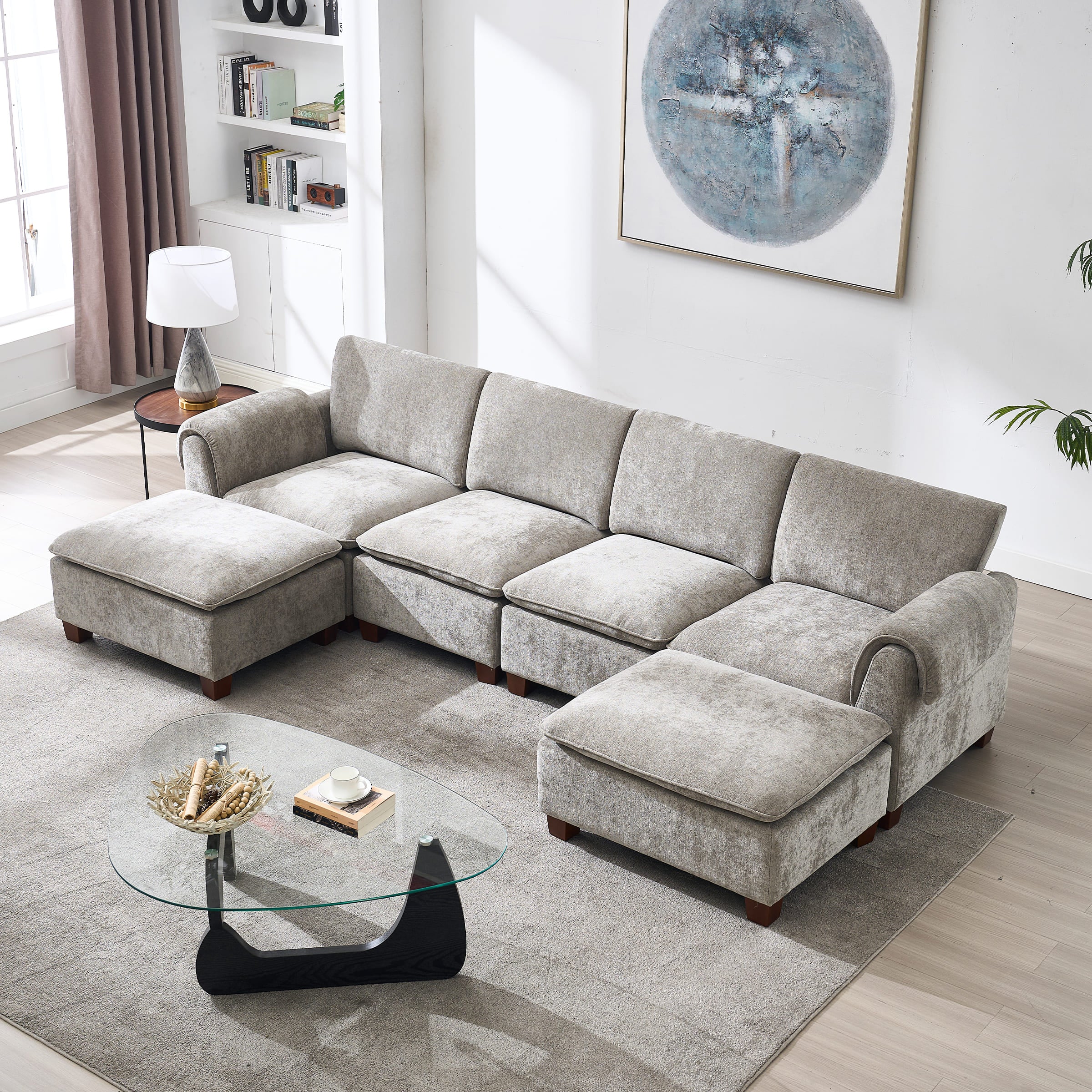 VESCASA Modern Armrest Chenille Sectional Sofa - 1017SF