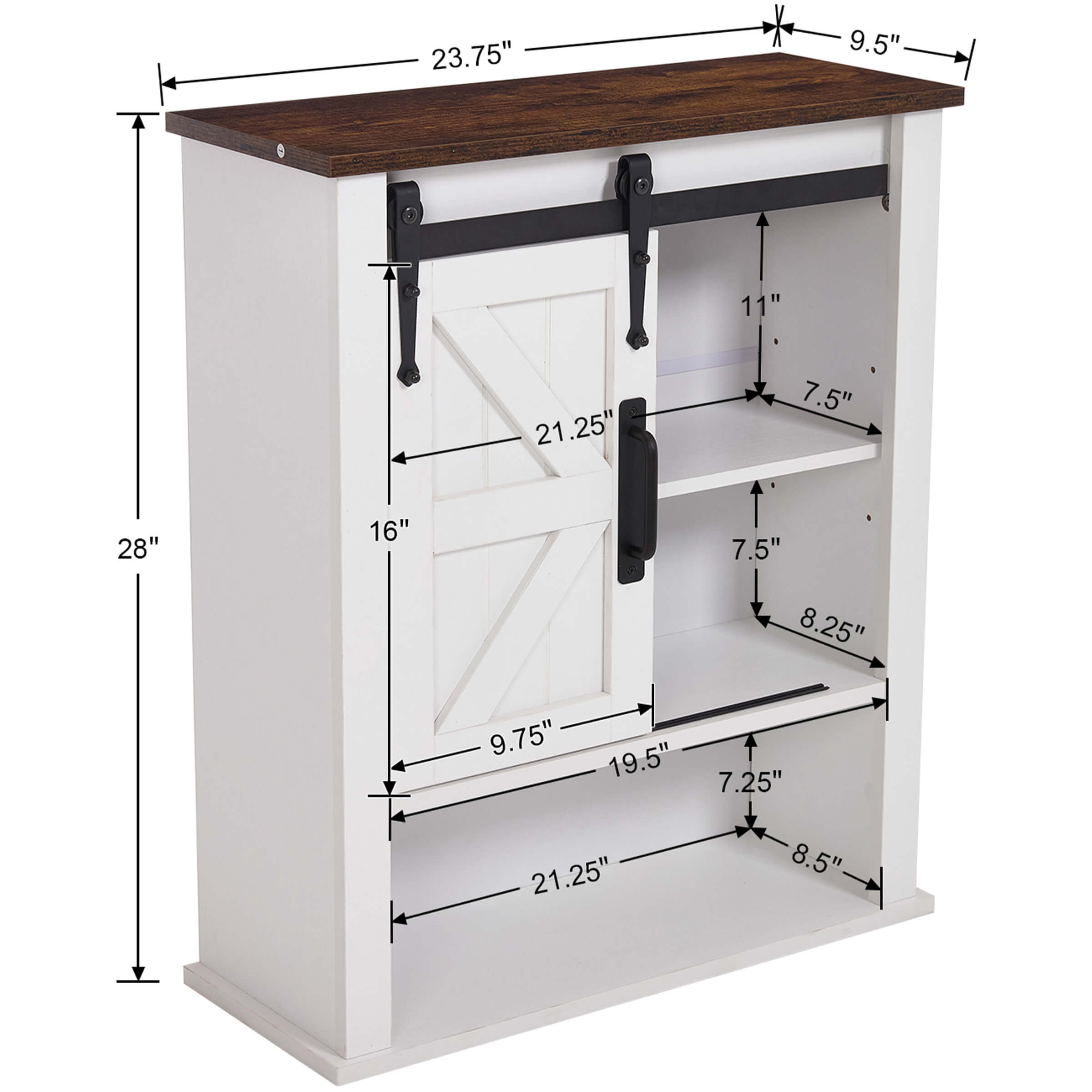 Kmax Rustic Farmhouse Cabinet with Sliding Barn Door - XX156CB